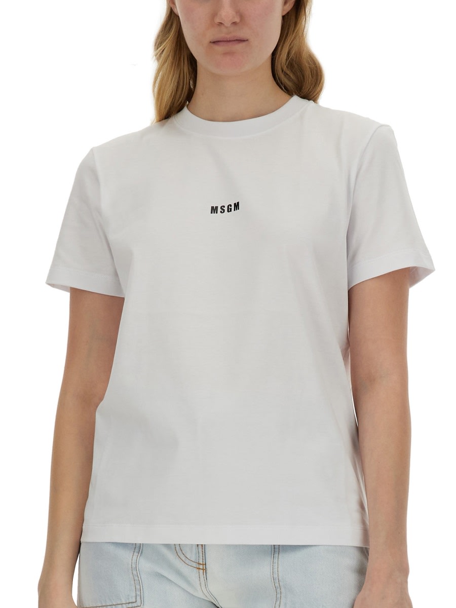 Msgm Micro Logo T-shirt In White