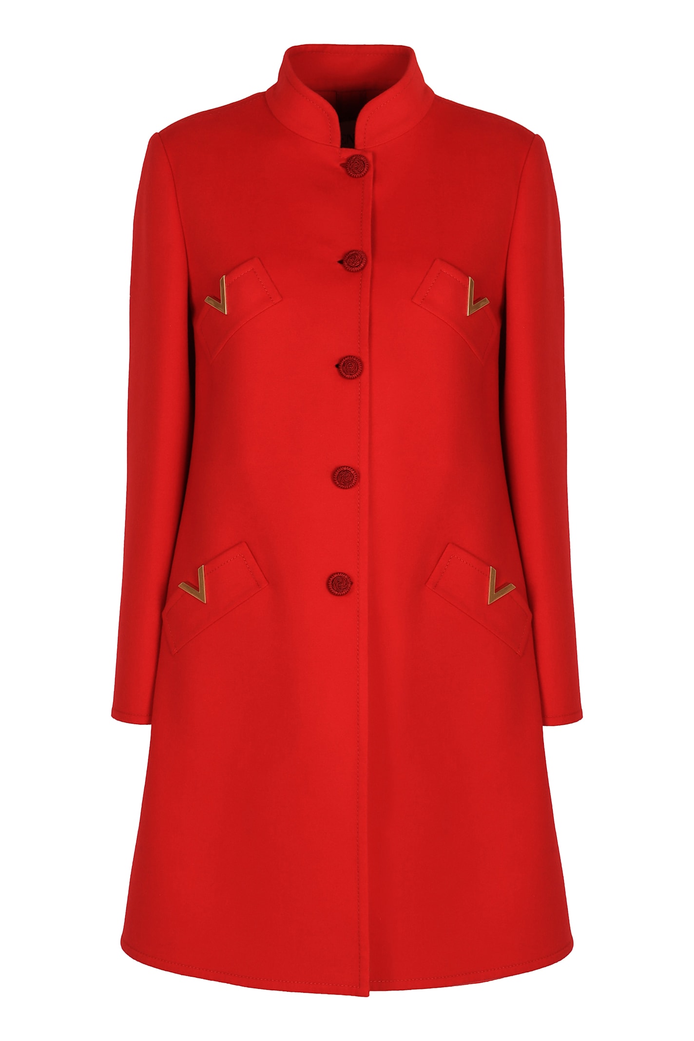 Valentino Womens Paris Embellished Regular-fit Wool And Cashmere Wool Coat In Red