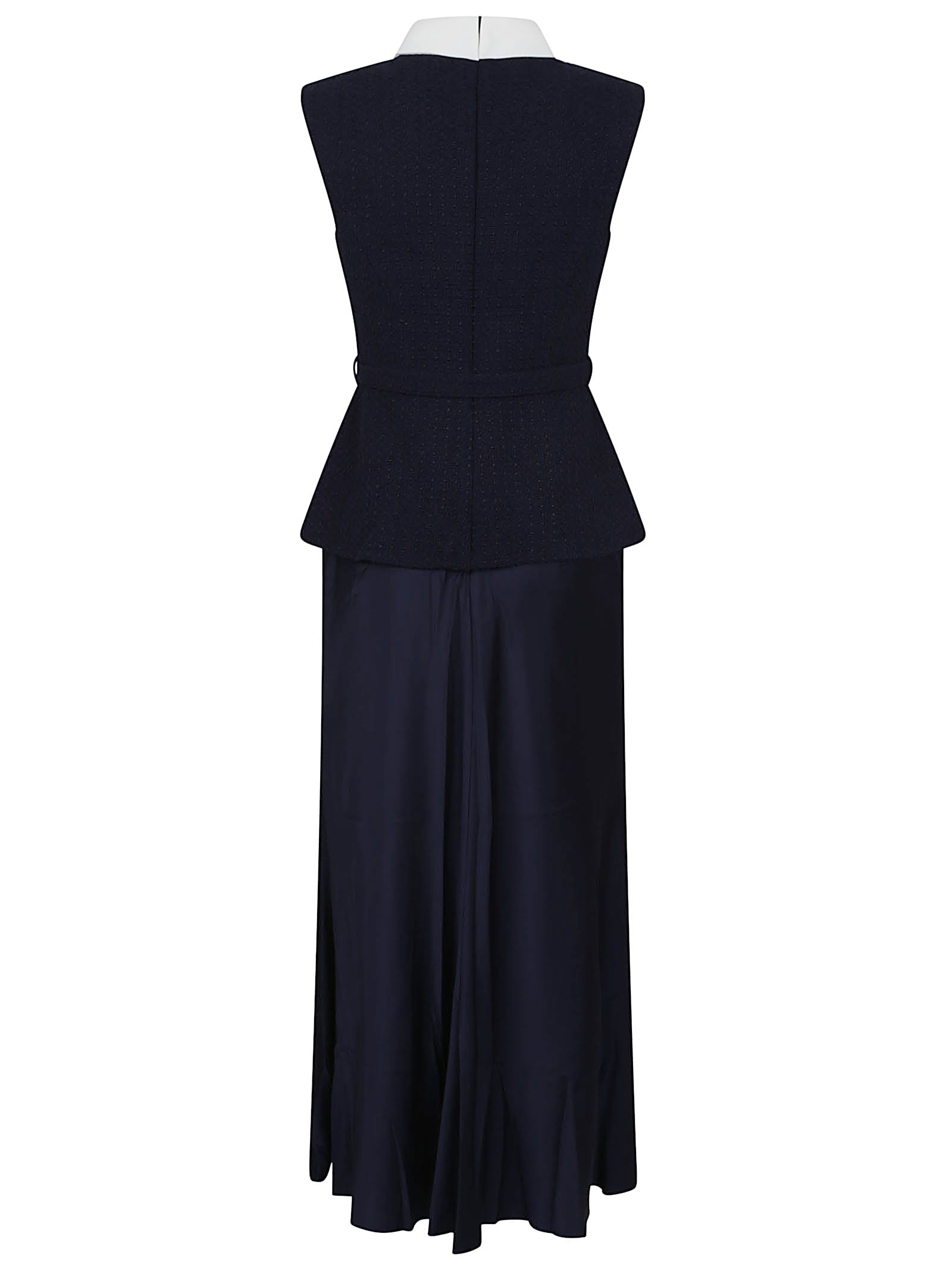 Self-portrait Navy Boucle Sleeveless Midi Dress In Blue