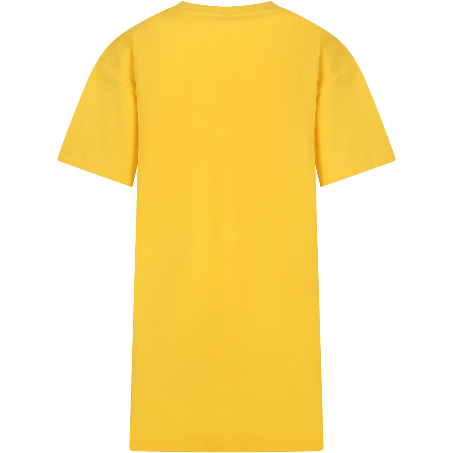 Shop Kenzo Yellow Dress For Girl With Flower And White Logo