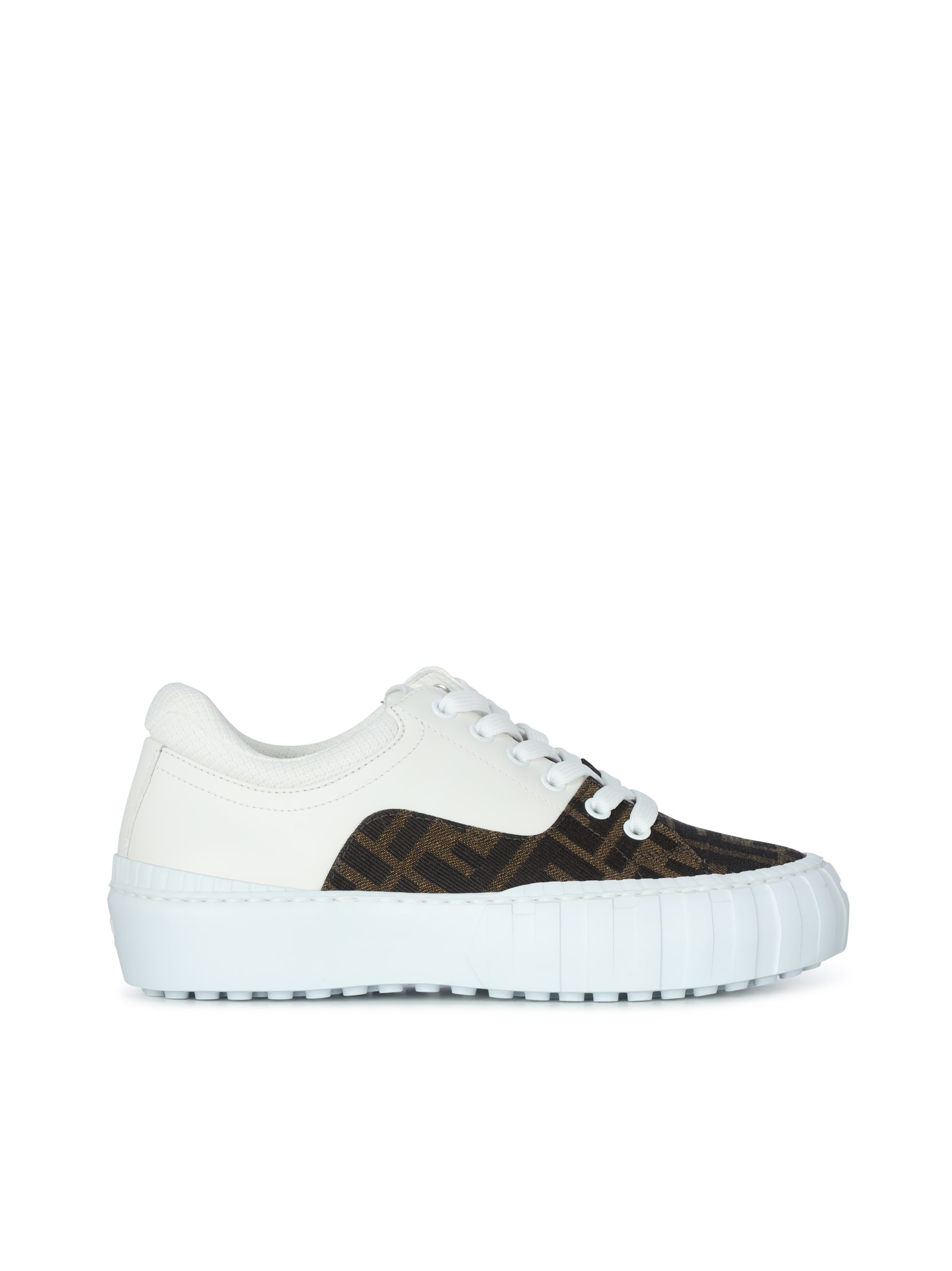 Fendi Leather And Technical Fabric Sneakers