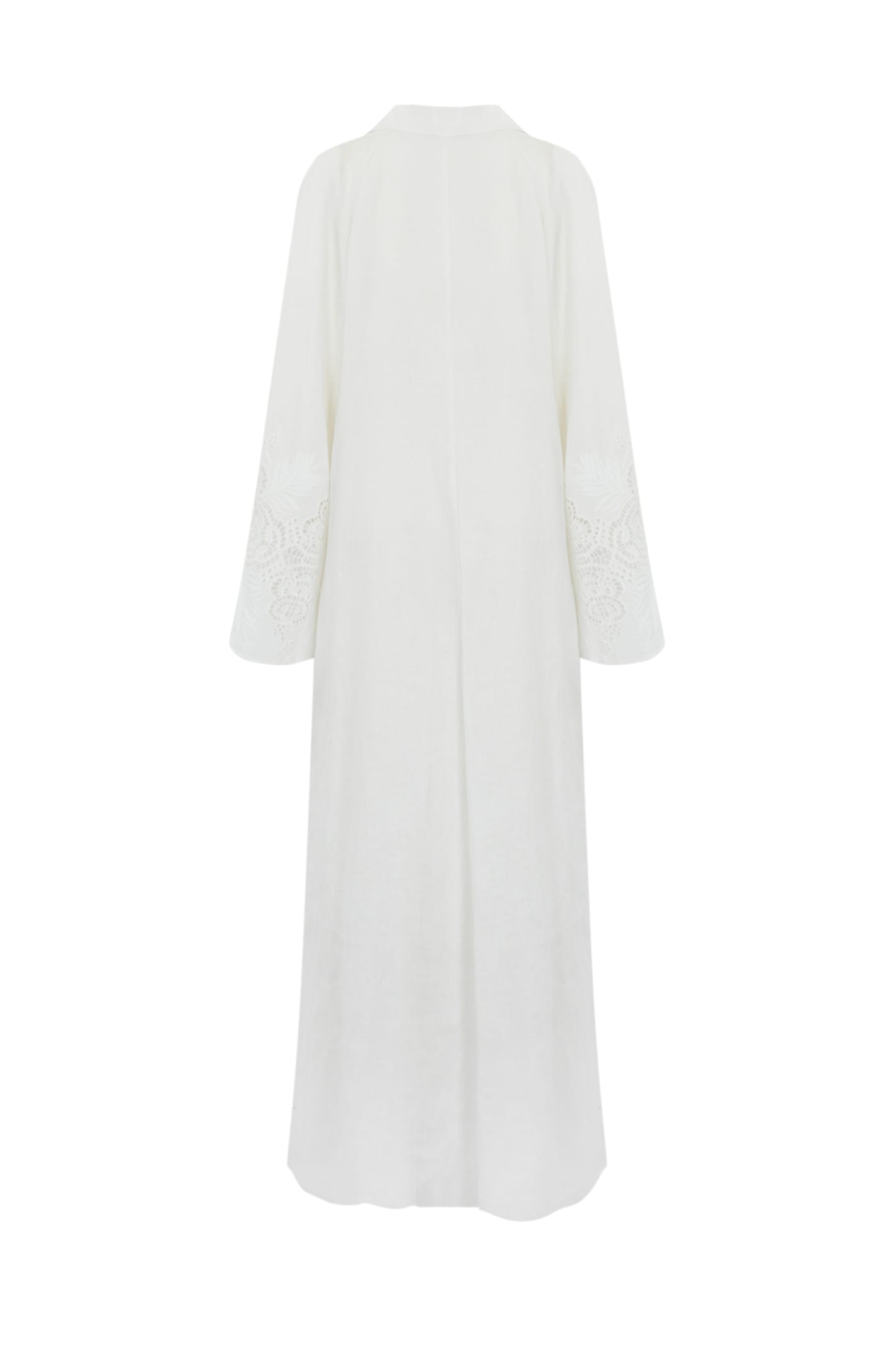 Max Mara Abito Strano Lungo In Lino Bianco In White