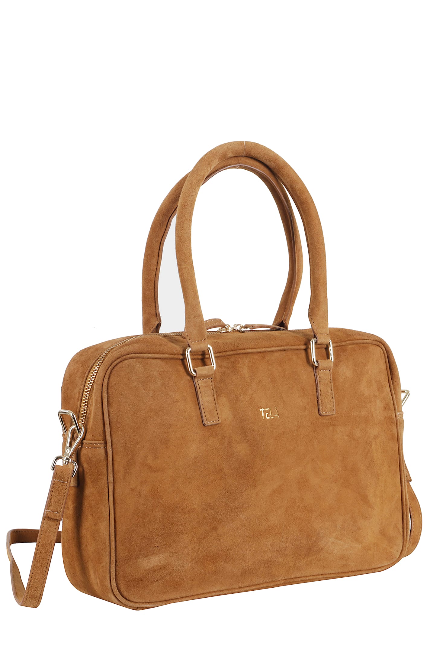Tela Thames Canvas Briefcase With Suede Accents In Brown
