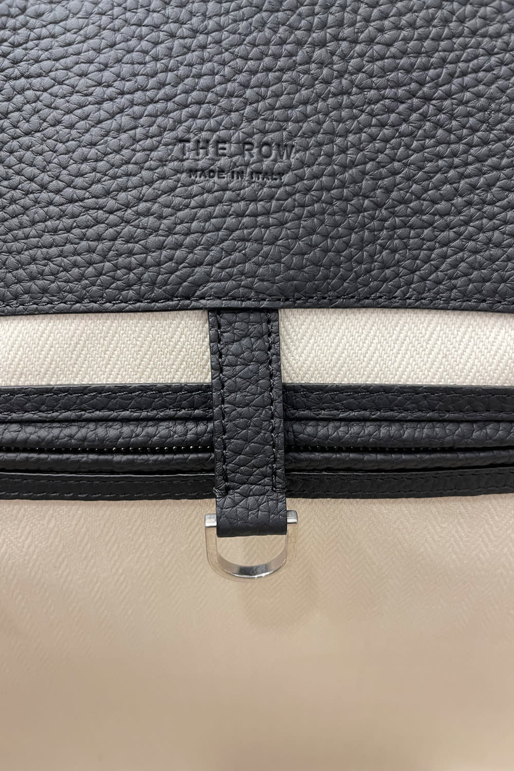 The Row Marlo Grained Leather Tote Bag In Black