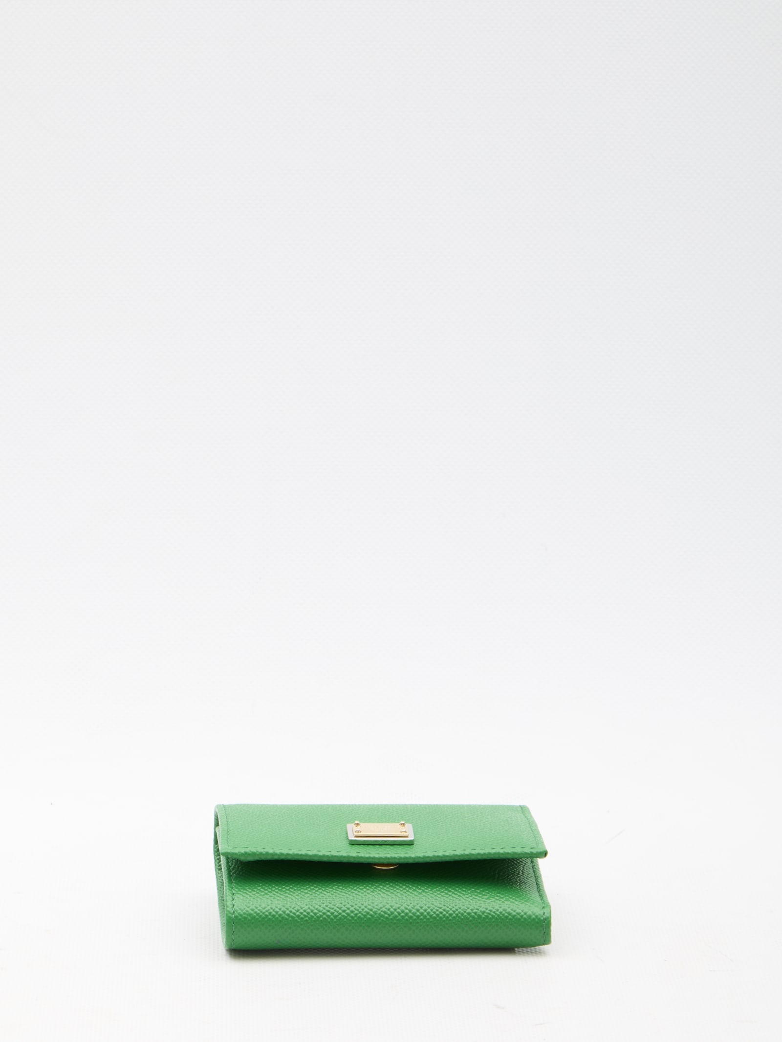 Shop Dolce & Gabbana Bi-fold Wallet In Leather In Green