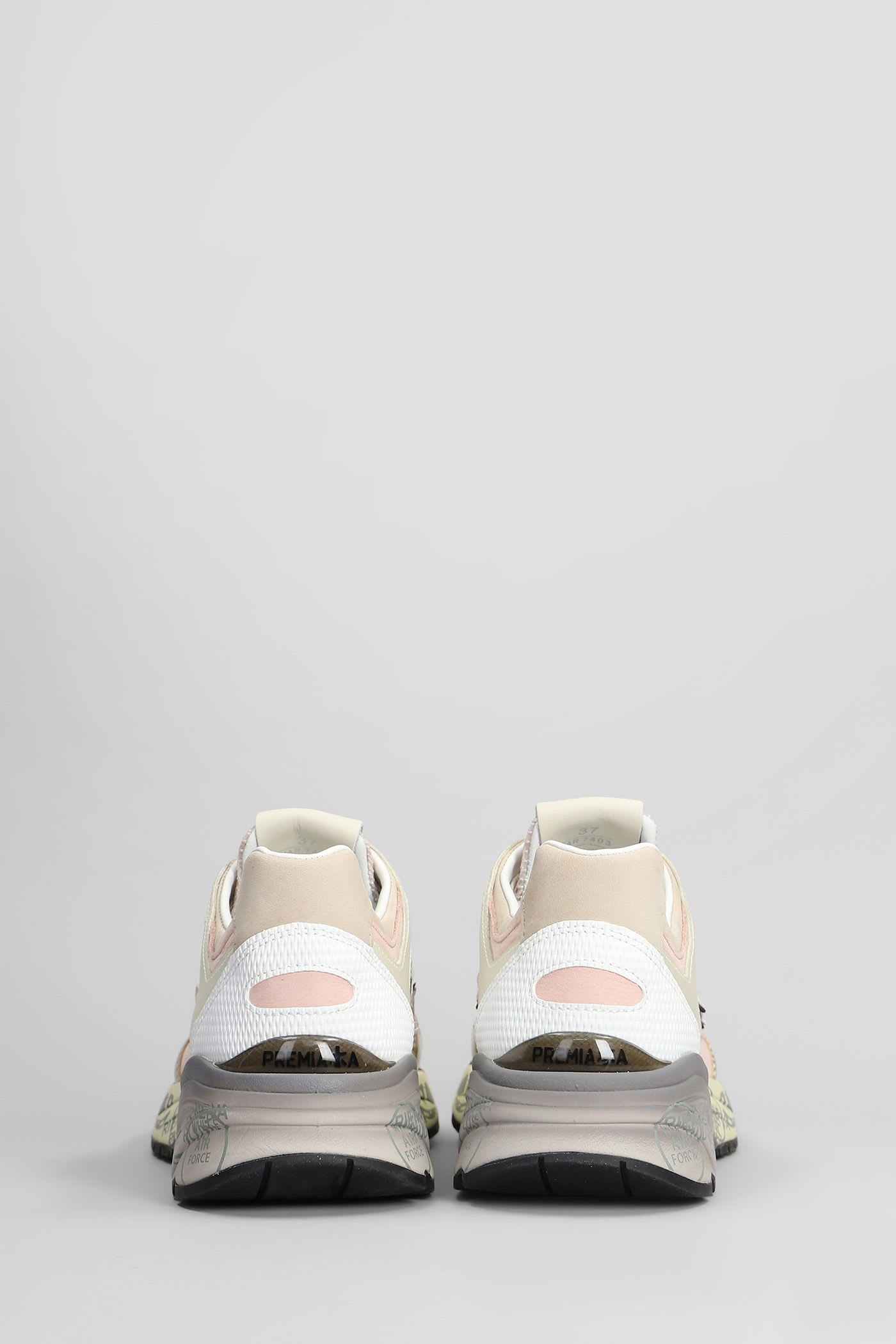 Premiata Mase Sneakers In Platinum Leather And Fabric In Silver