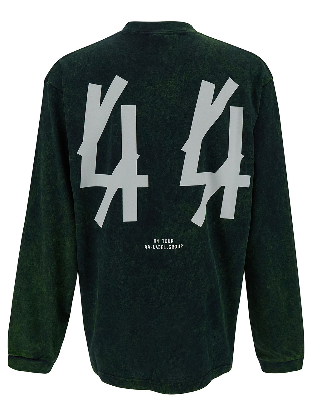 Shop 44 Label Group Solar Green Long Sleeve T-shirt With Contrasting Logo Print In Cotton Man