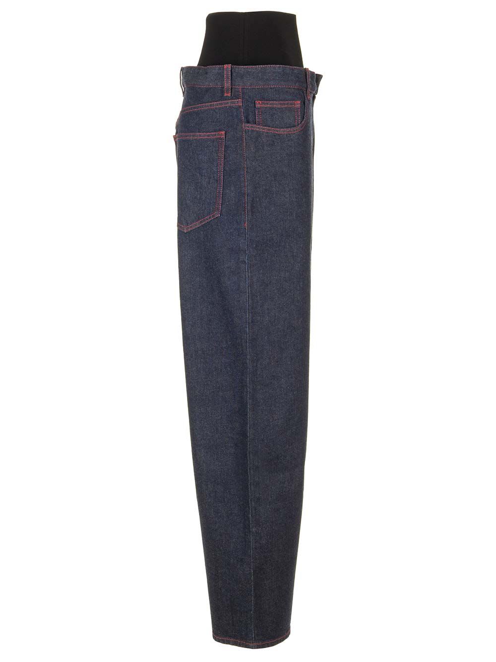 Shop Alaïa Knit Band Jeans In Blue