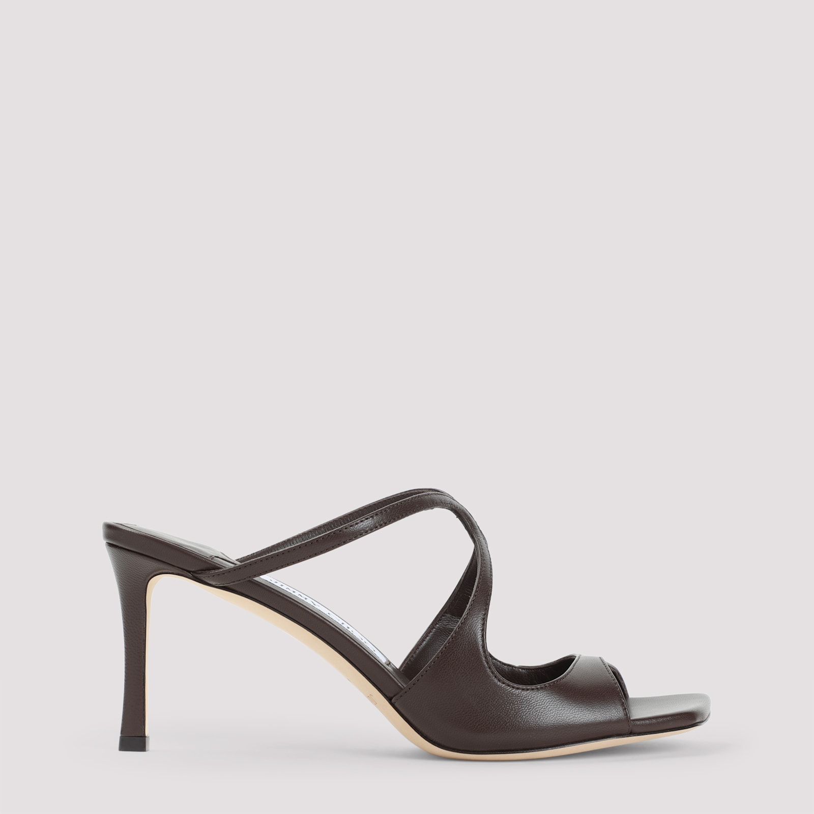 Jimmy Choo Peep-toe Brown Sandals With Crisscross Straps And Comfortable Heel In Brown