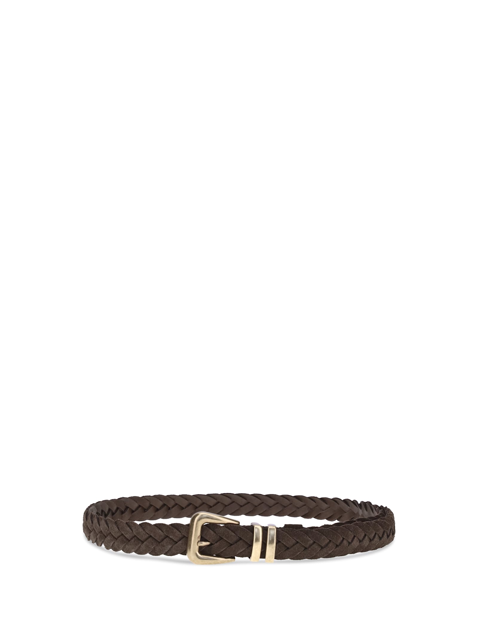 Brunello Cucinelli Leather Woven Belt In Brown