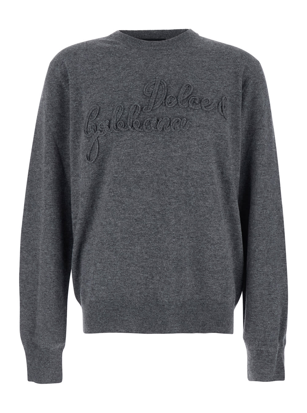 Dolce & Gabbana Grey Crewneck Logo Sweater In Gray