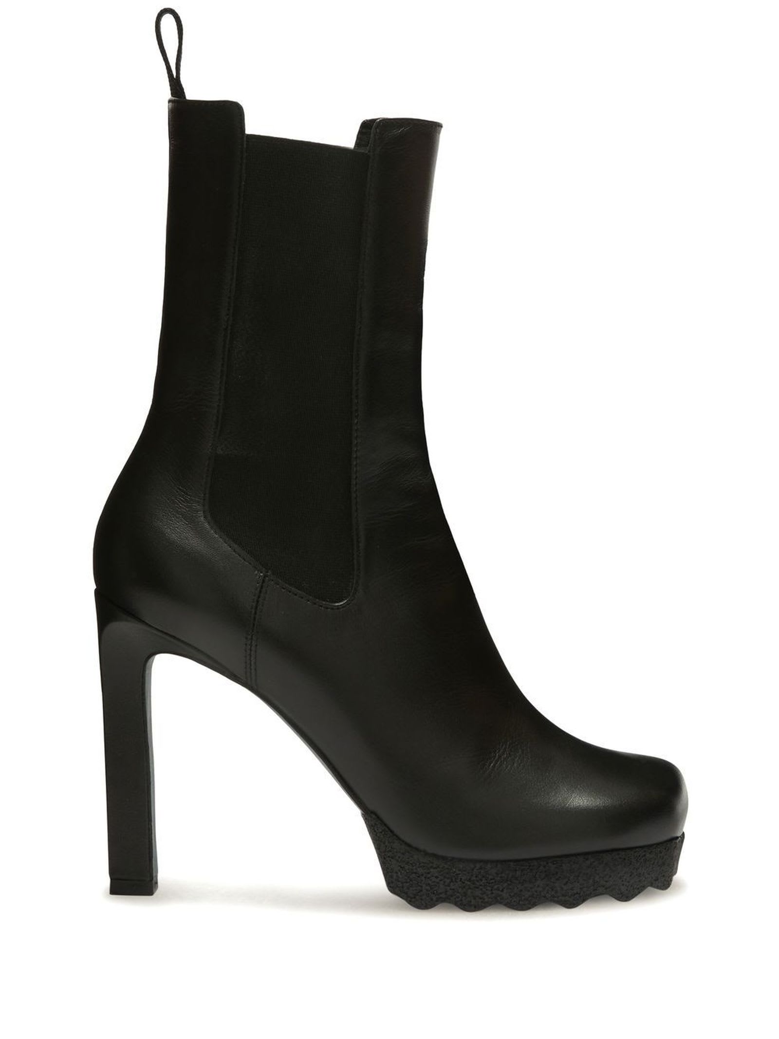 Off-White Black Calf Leather Ankle Boots