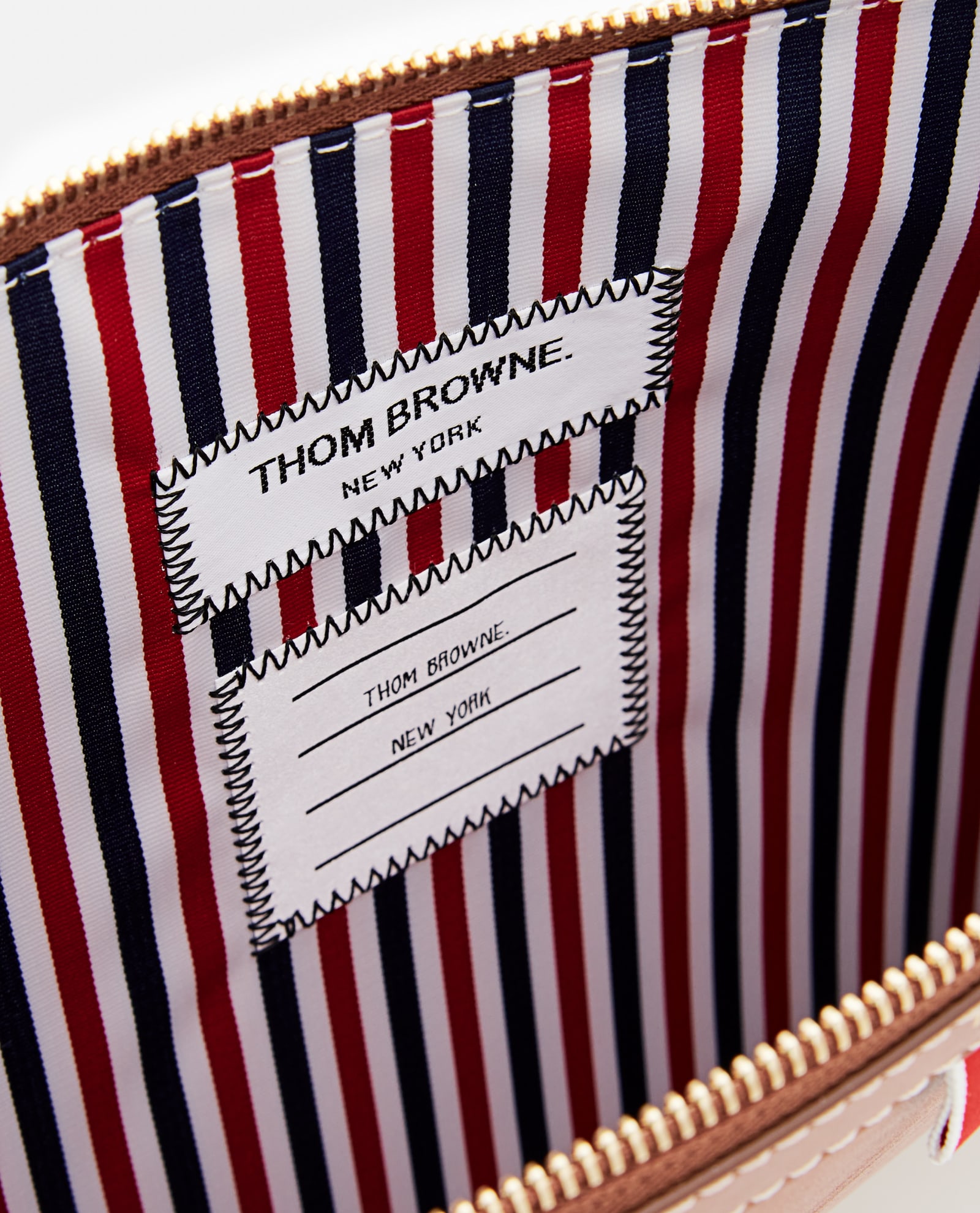 Shop Thom Browne Medium Document Holder In Tb Vacchetta In Buff