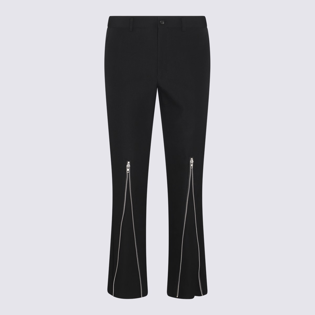 Shop Comme Des Garçons Homme Deux Black Wool And Linen Zipped Pants