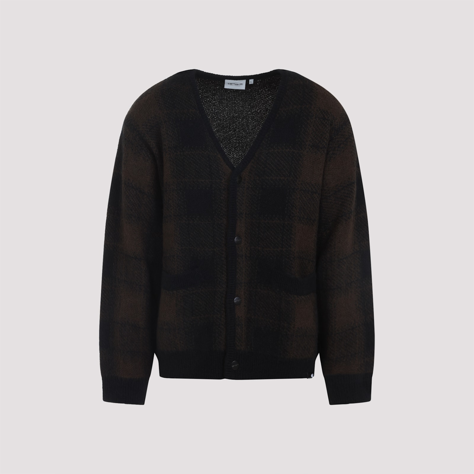 Carhartt Checked Pattern Long Sleeve Cardigan In Black