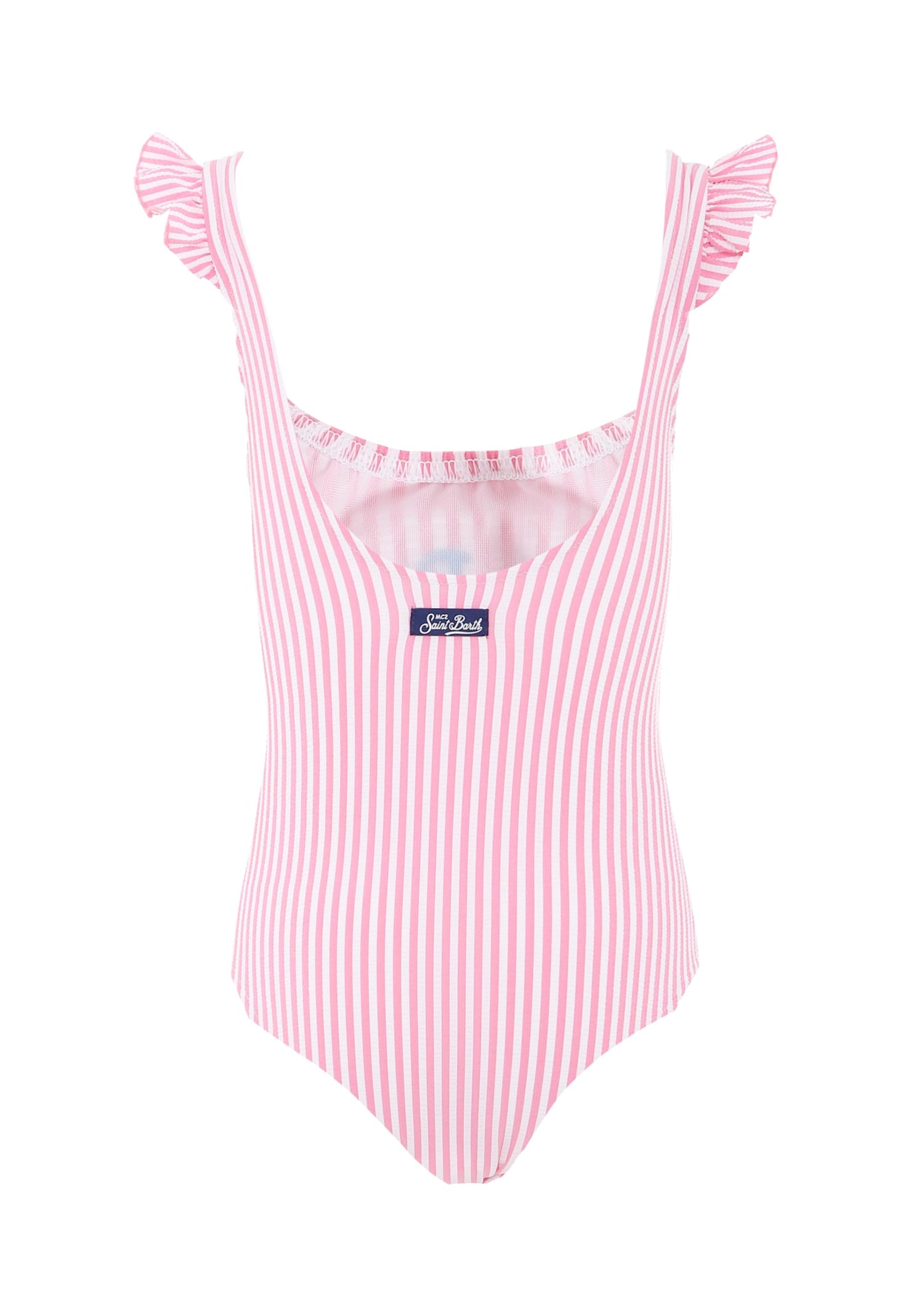 Mc2 Saint Barth Pink Swimsuit For Girl With Logo In Pink