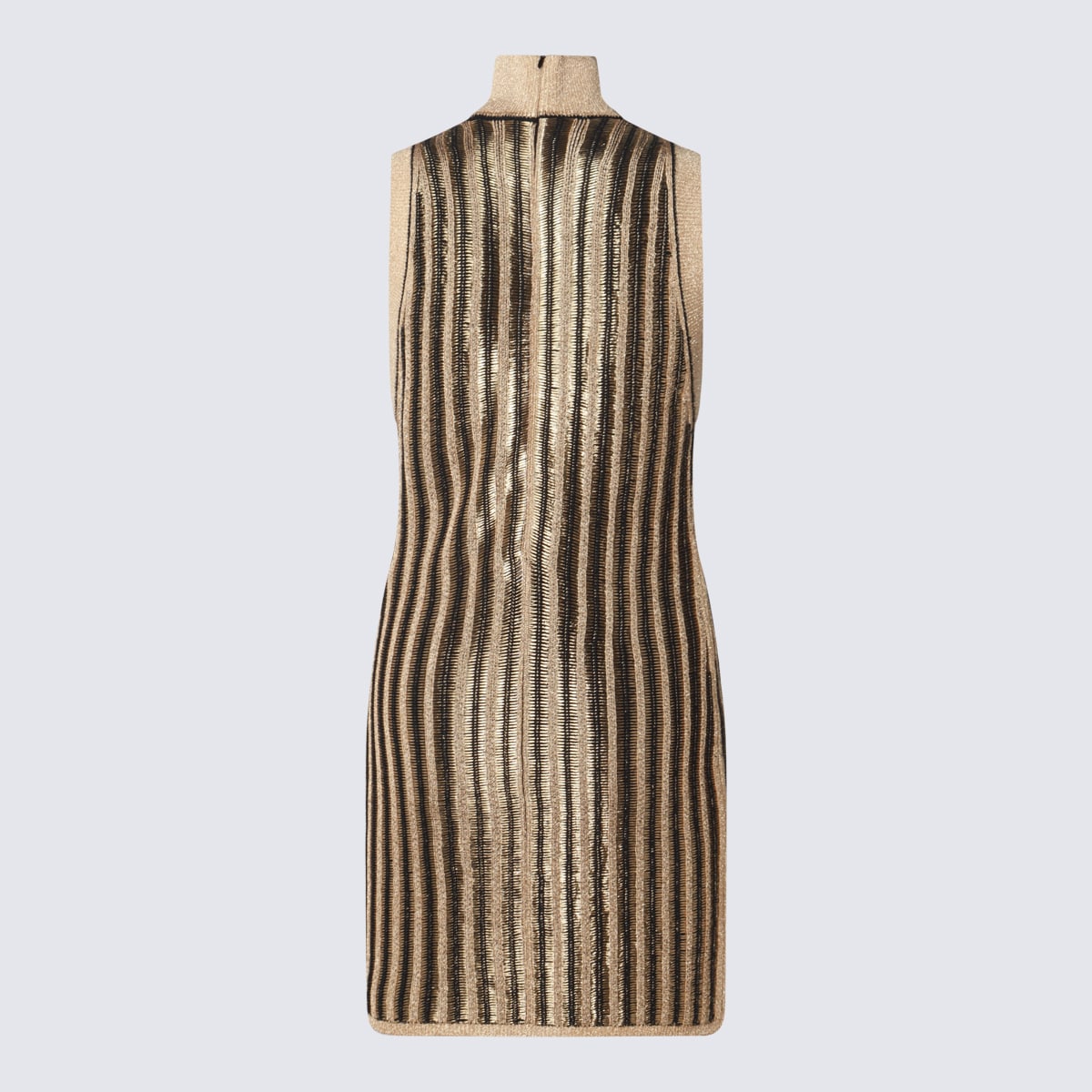 Shop Tom Ford Gold Tone Wool Mini Dress In Black