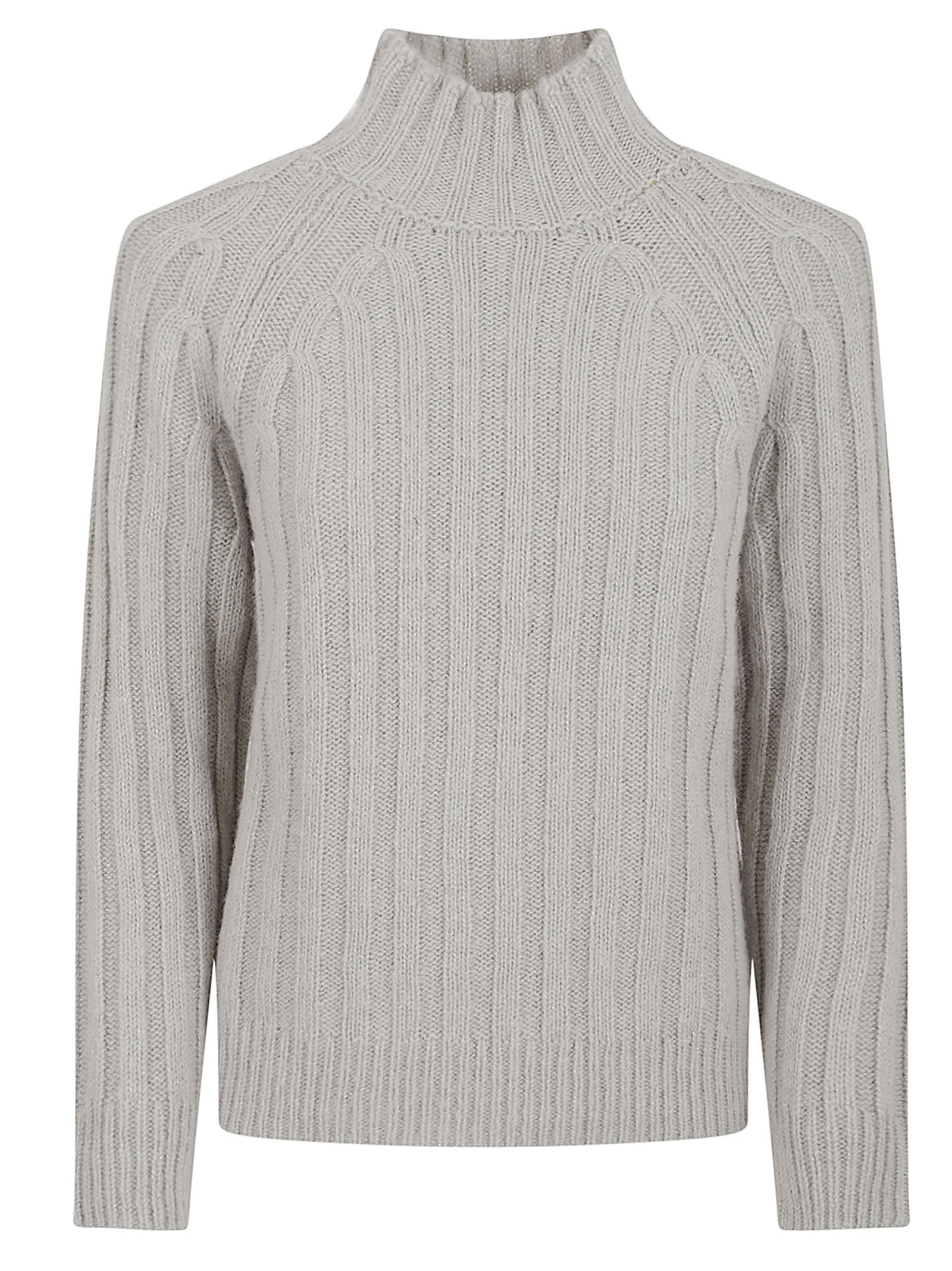 Peserico High Neck Long Sleeve Knit Sweater In Neutral
