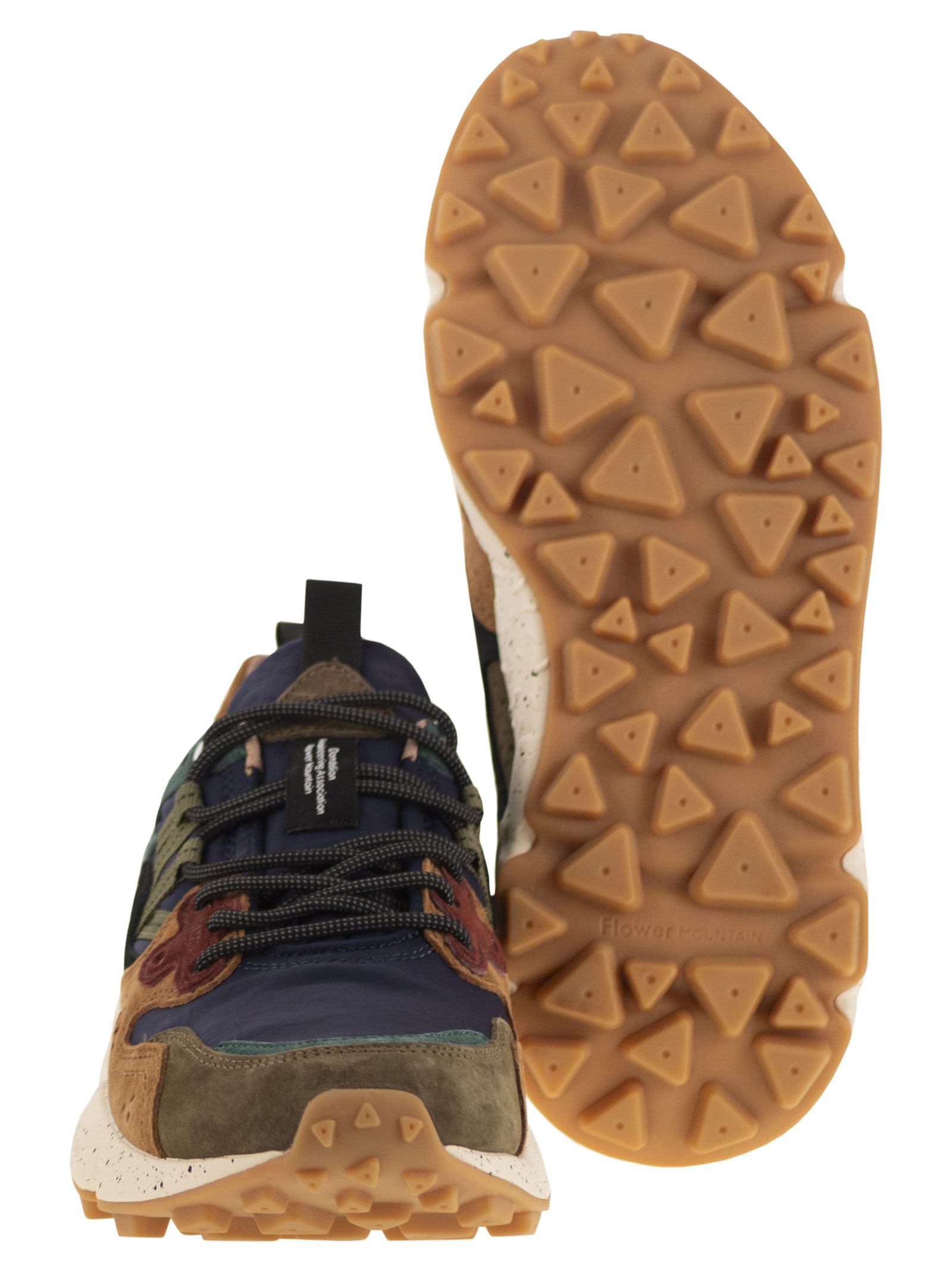 Flower Mountain Yamano 3 - Sneakers In Suede And Technical Fabric In Multi
