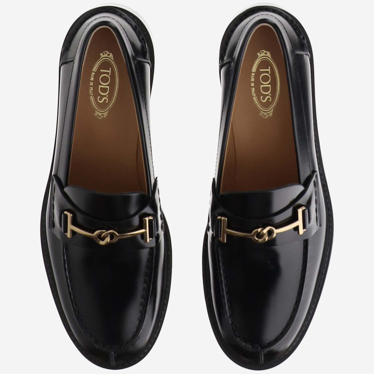 Shop Tod's Leather Loafers In Black