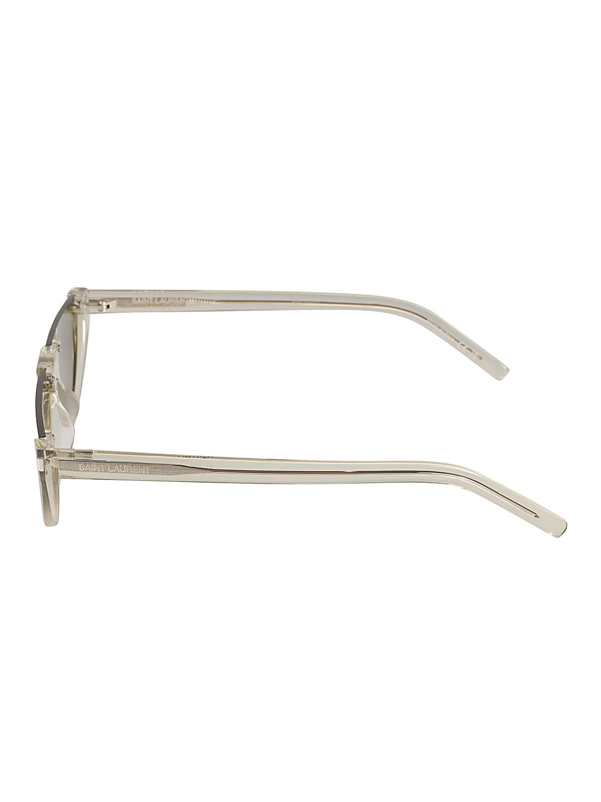 Saint Laurent Straight Top Transparent Sunglasses In Green