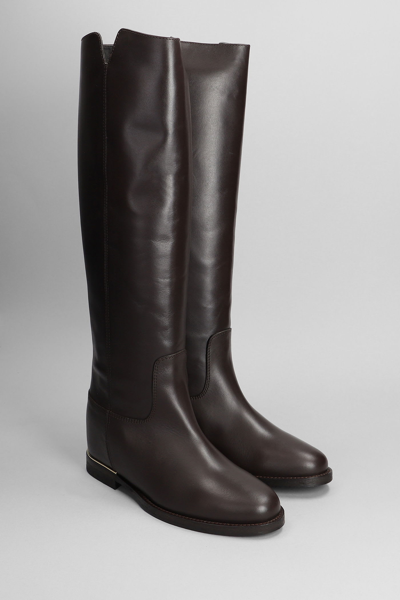 Via Roma 15 In Dark Brown Leather In Brown