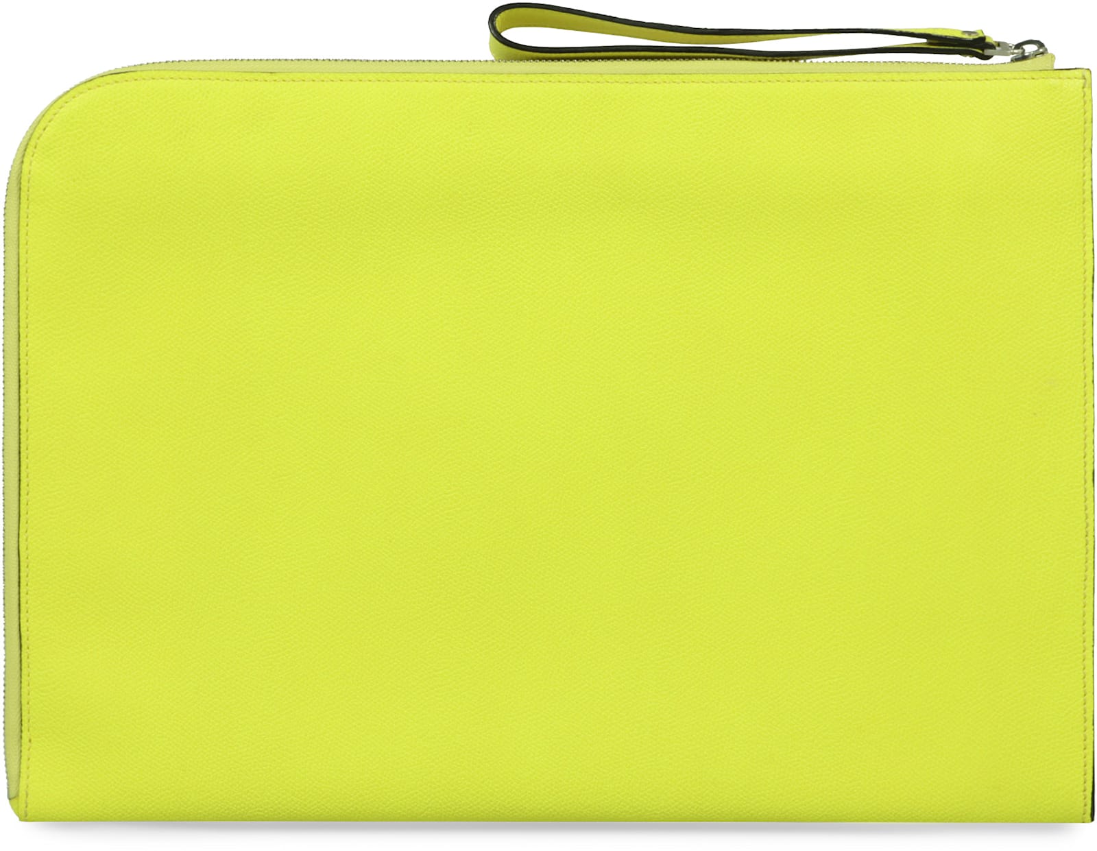 Shop Valextra Leather Flat Pouch In Yellow