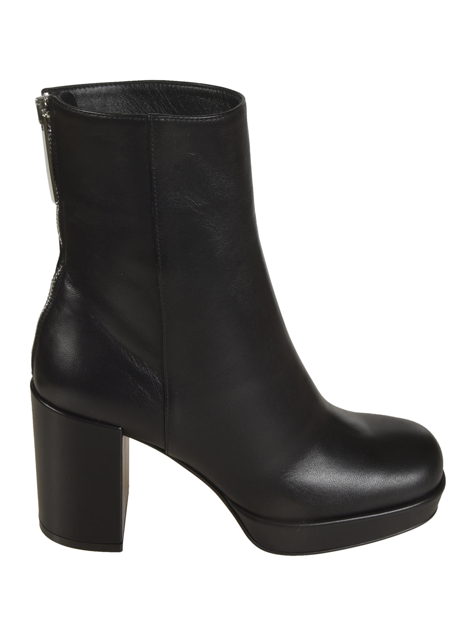 Shop Sergio Rossi Back Zip Classic Boots In Black