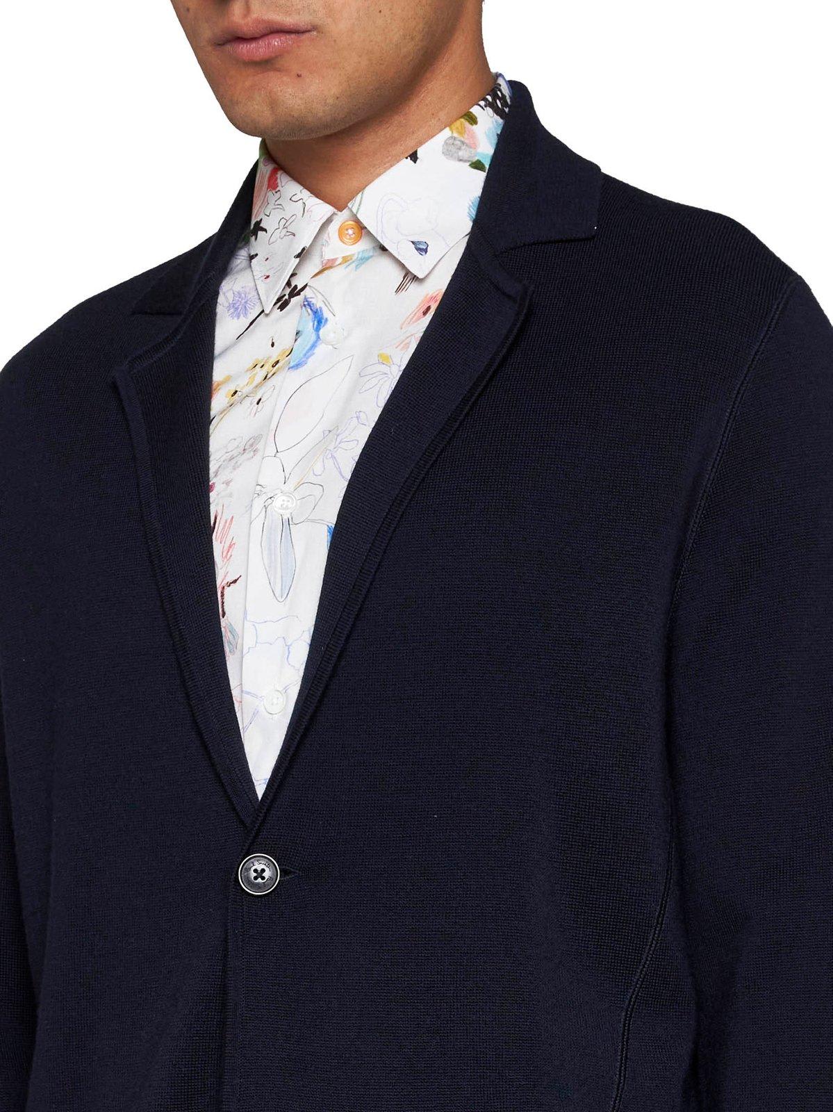 Shop Paul Smith V-neck Fine Knit Cardigan In Blue