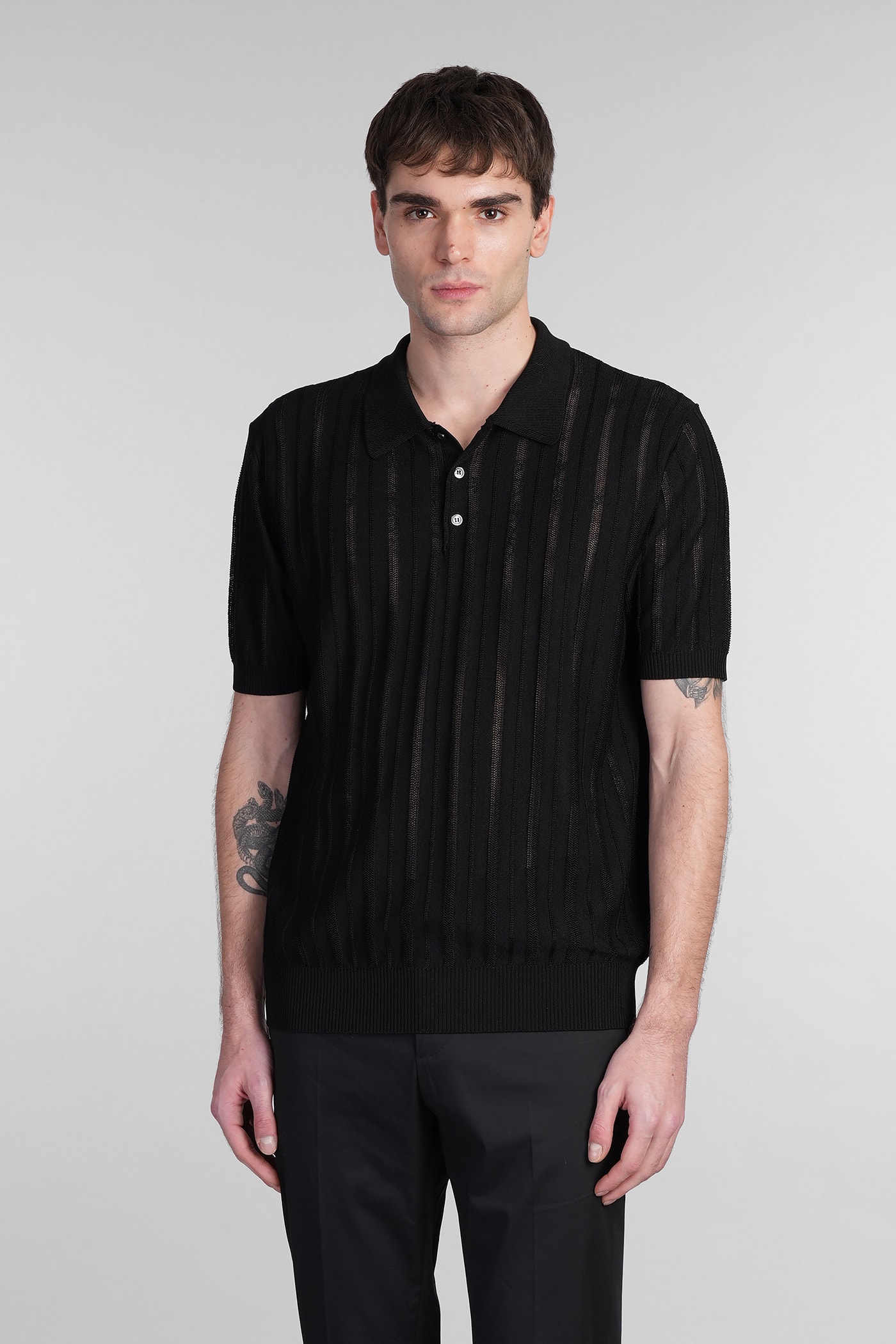 Roberto Collina Polo Shirt Men Color Black In Black