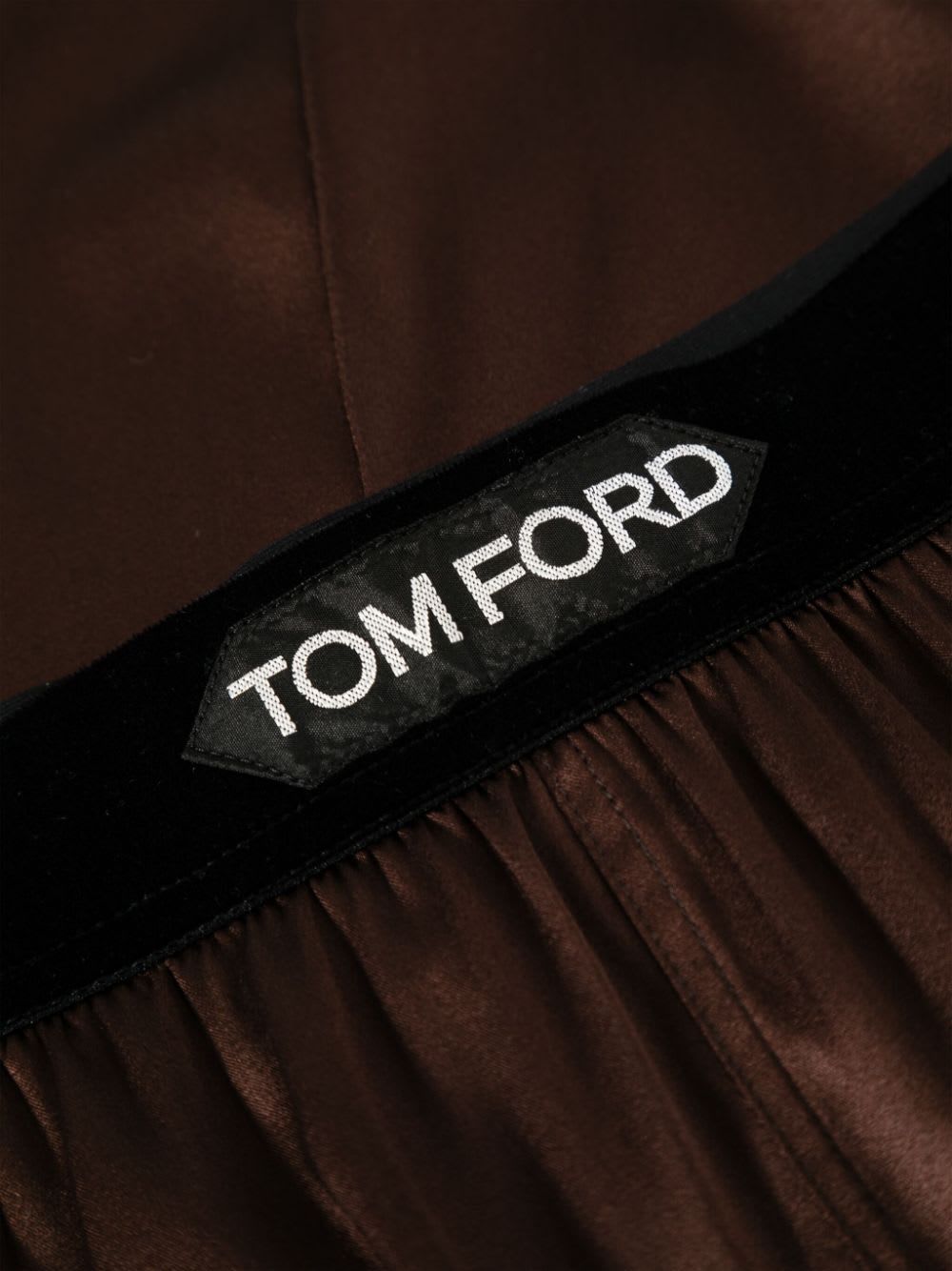 Shop Tom Ford Stretch Silk Satin Pj Pants In Dark Brown