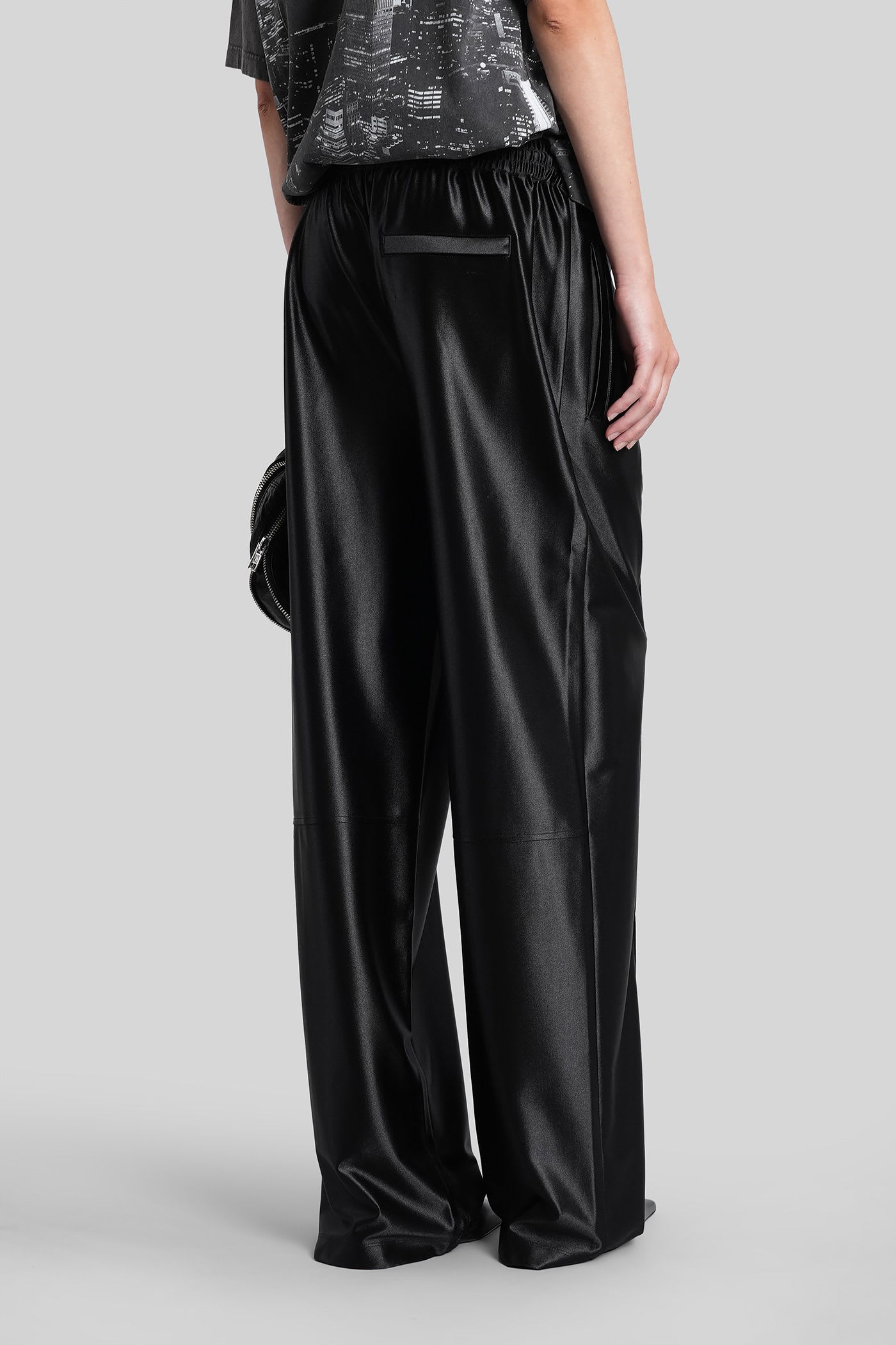 Alexander Wang Mid-rise Trackpant In Satin Faille Jersey. In Black