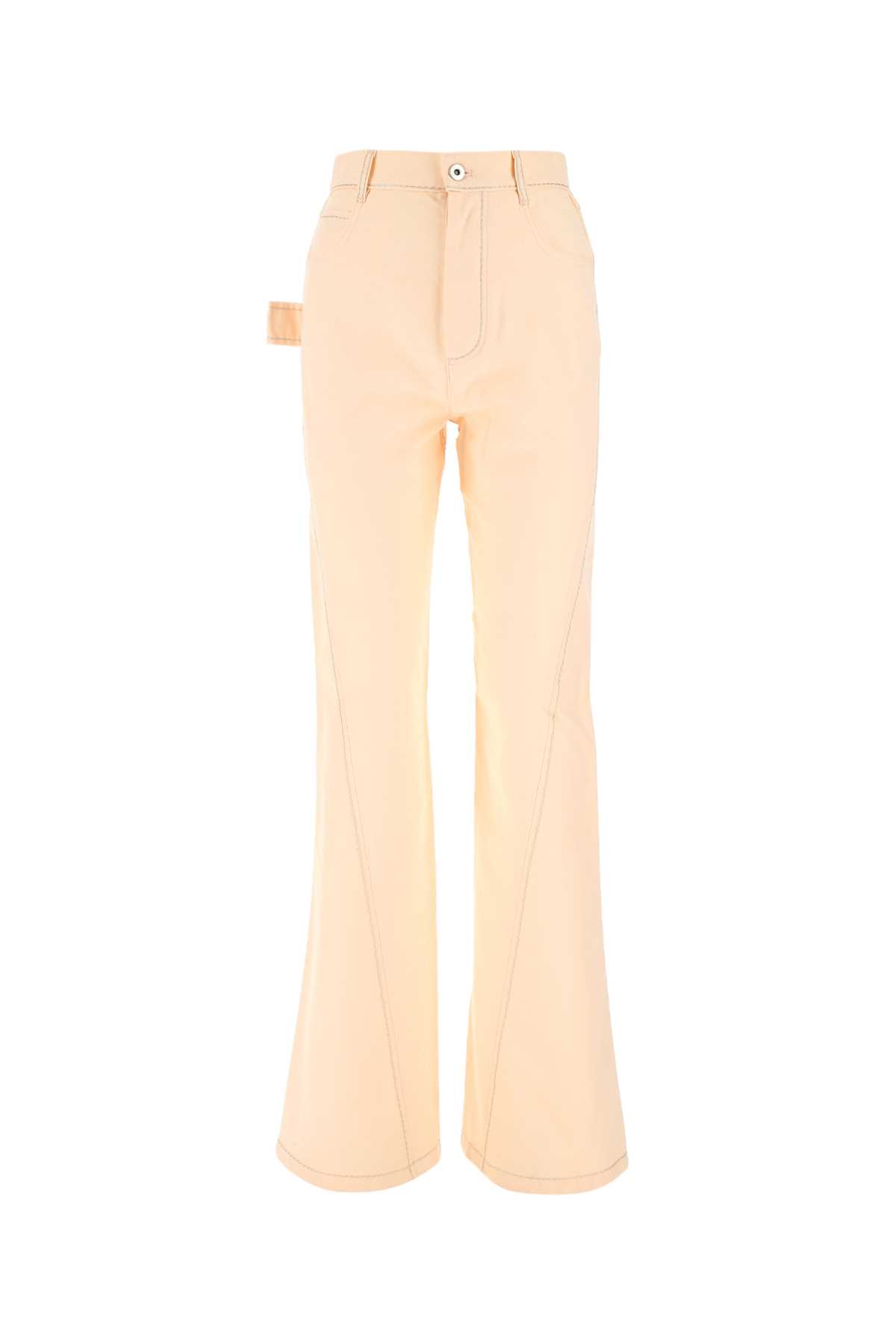 Shop Bottega Veneta Peach Cotton Wide Leg Pant In Pink