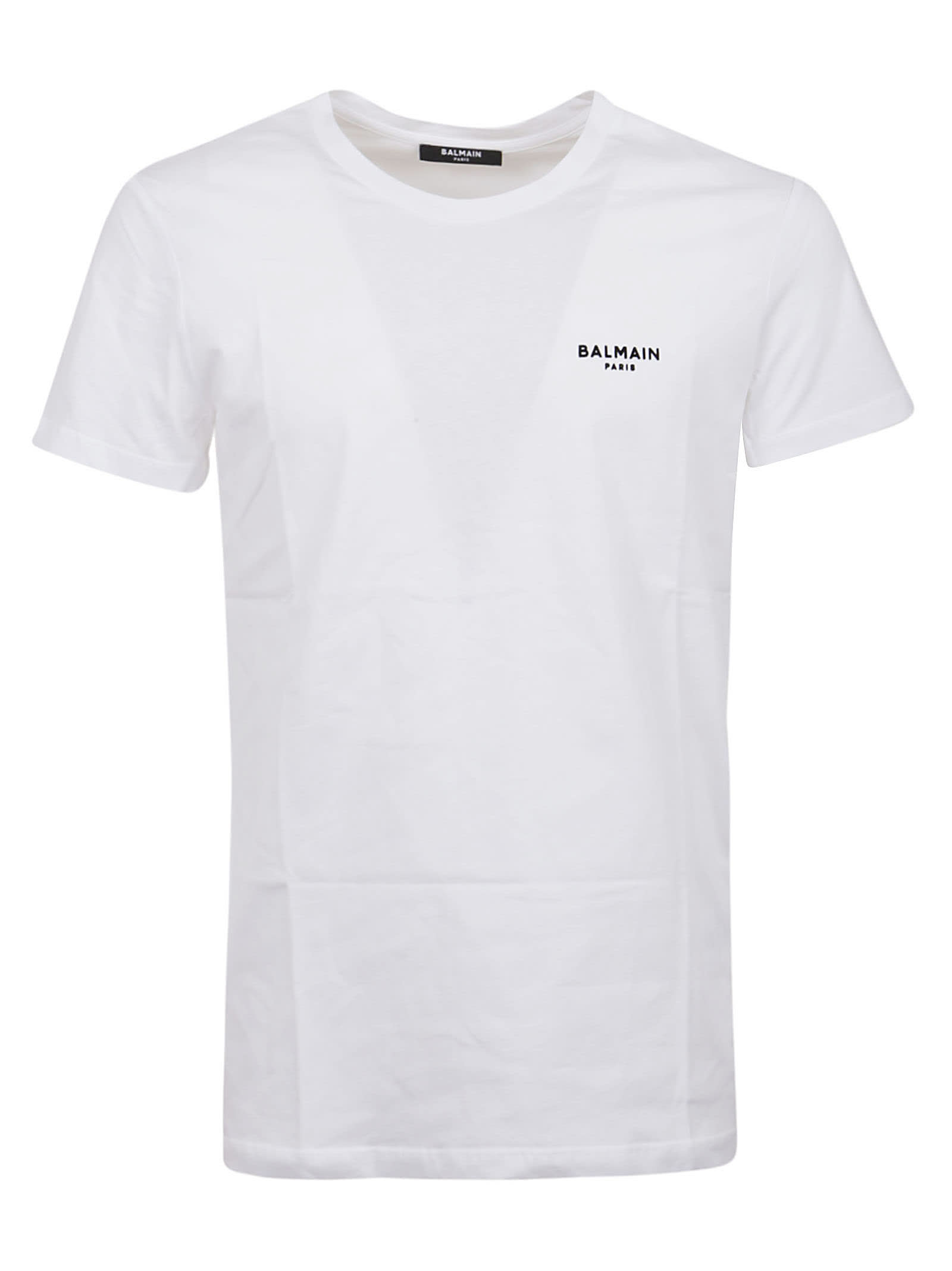 Shop Balmain Flock T-shirt - Classic Fit In Gab Blanc Noir