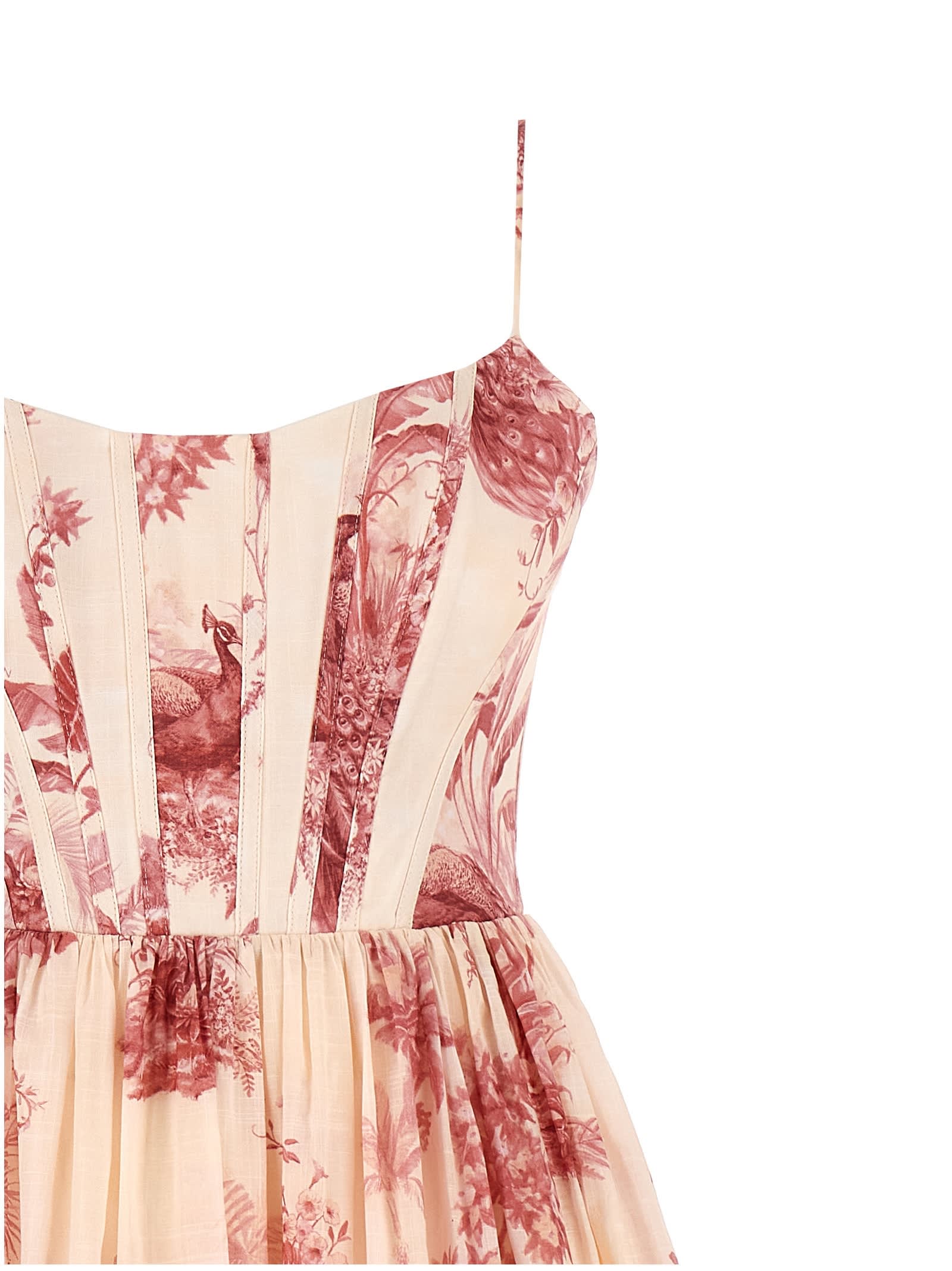 Shop Zimmermann Waverly Corset Midi Dress In Pink