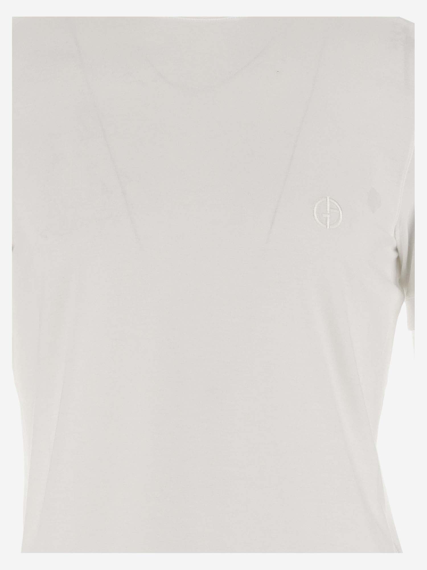 Shop Giorgio Armani Stretch Viscose T-shirt With Logo In White