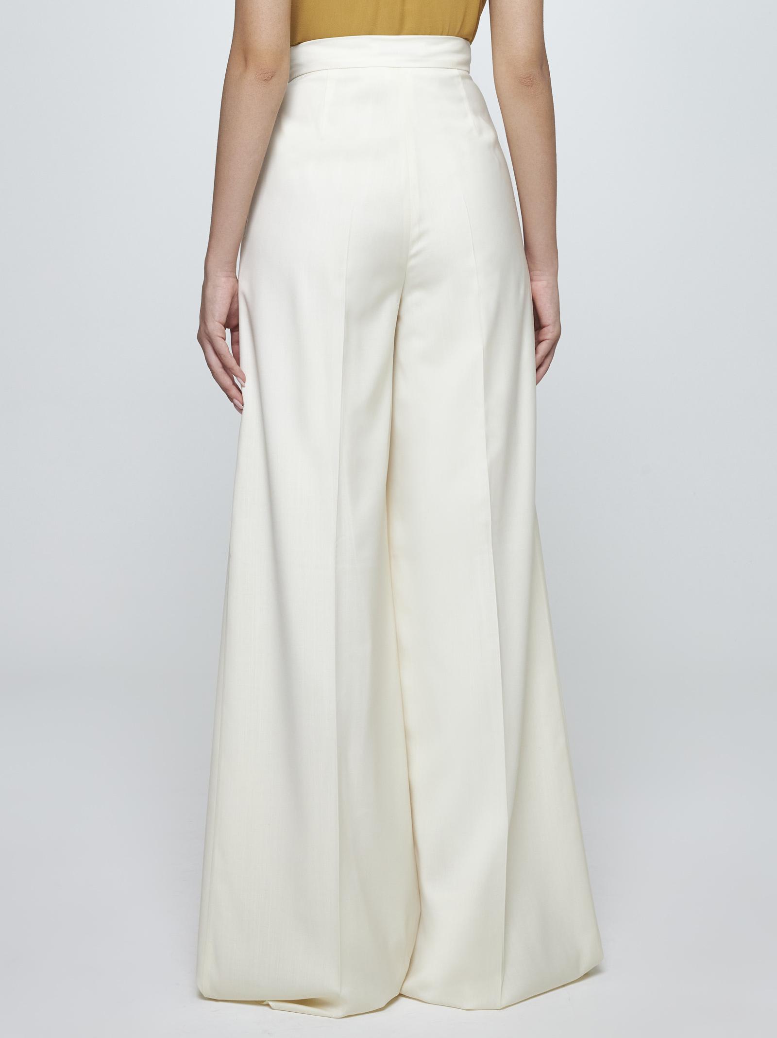 Shop Max Mara Piombo Wool Trousers In Cream