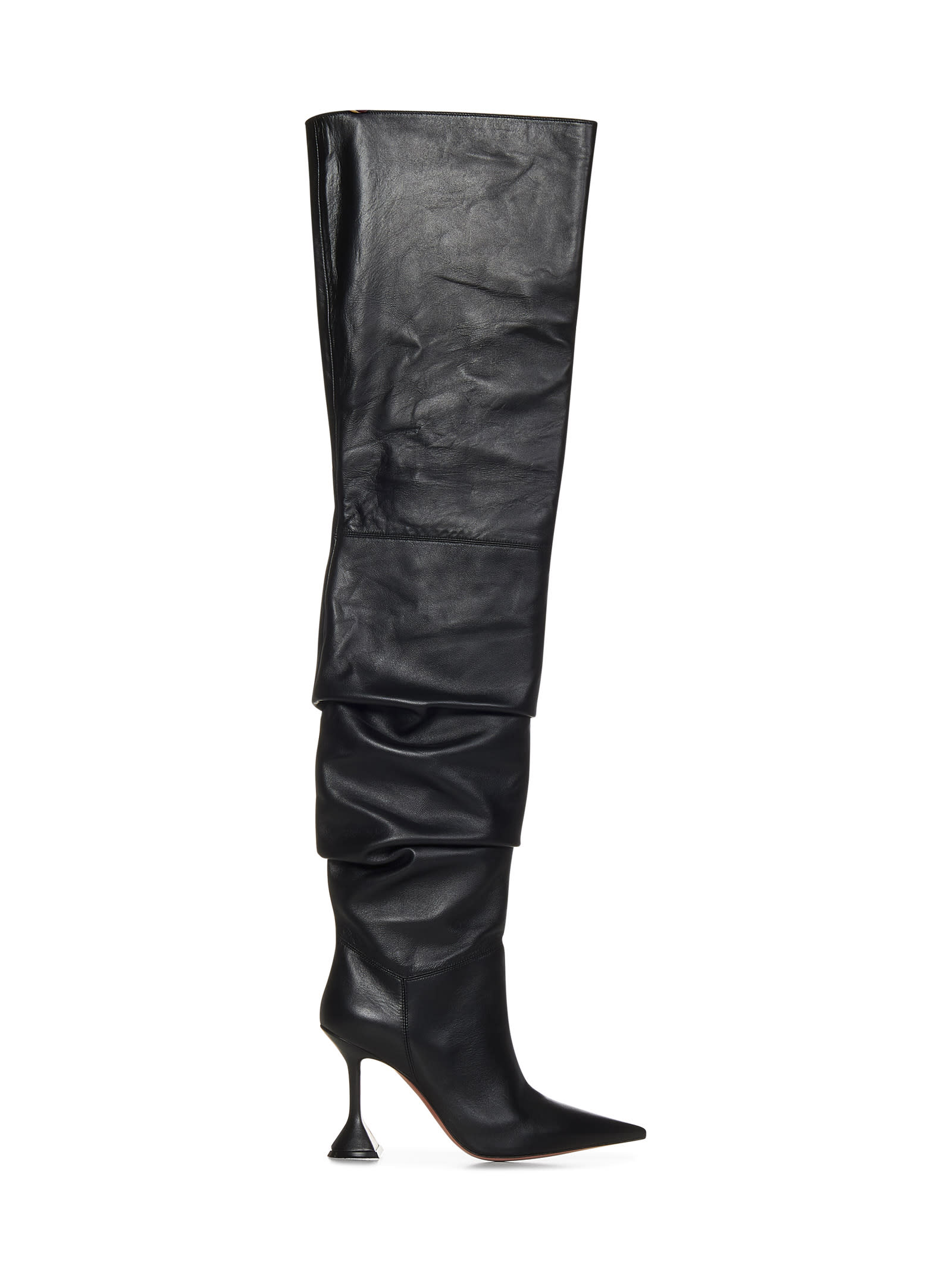 Shop Amina Muaddi Olivia Thigh High Boots In Black