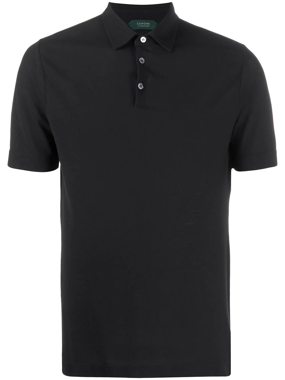 Zanone Man Black Icecotton Slim Fit Short Sleeve Polo Shirt
