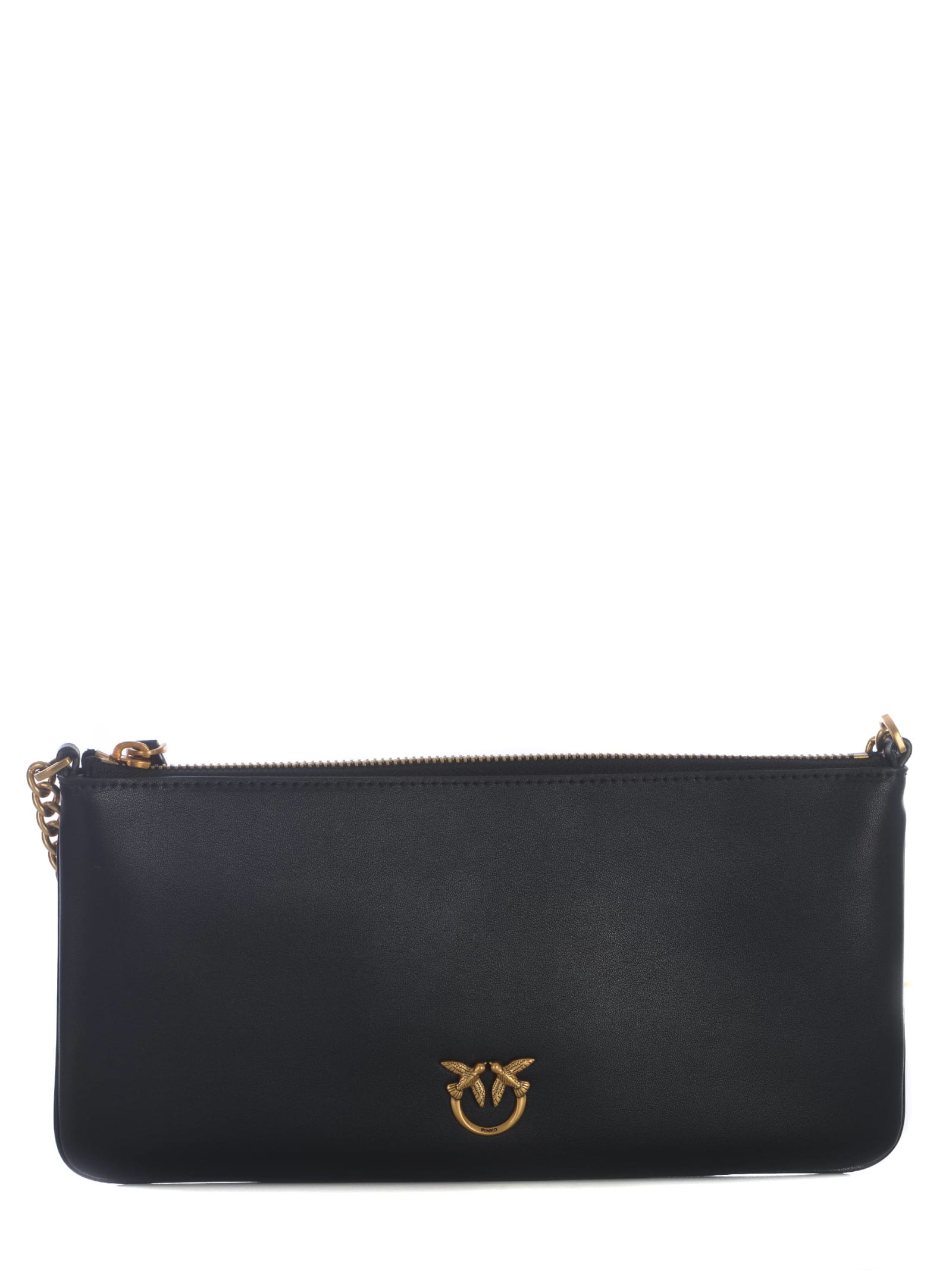 Pinko Bag  Horizontal Flat Made Of Soft Leather In Black