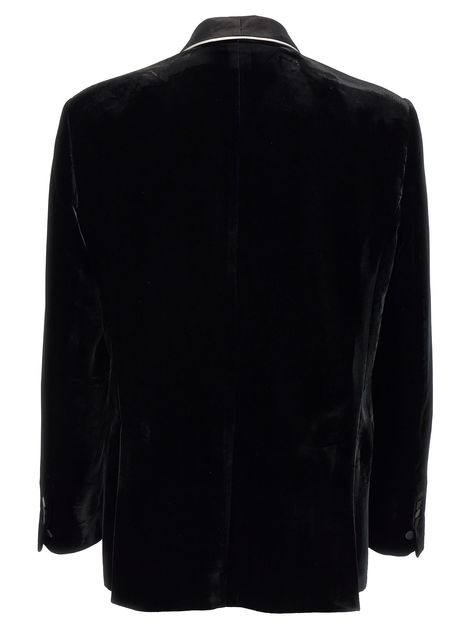 Shop Dsquared2 Velvet Sexy Palm Beach Blazer In Black