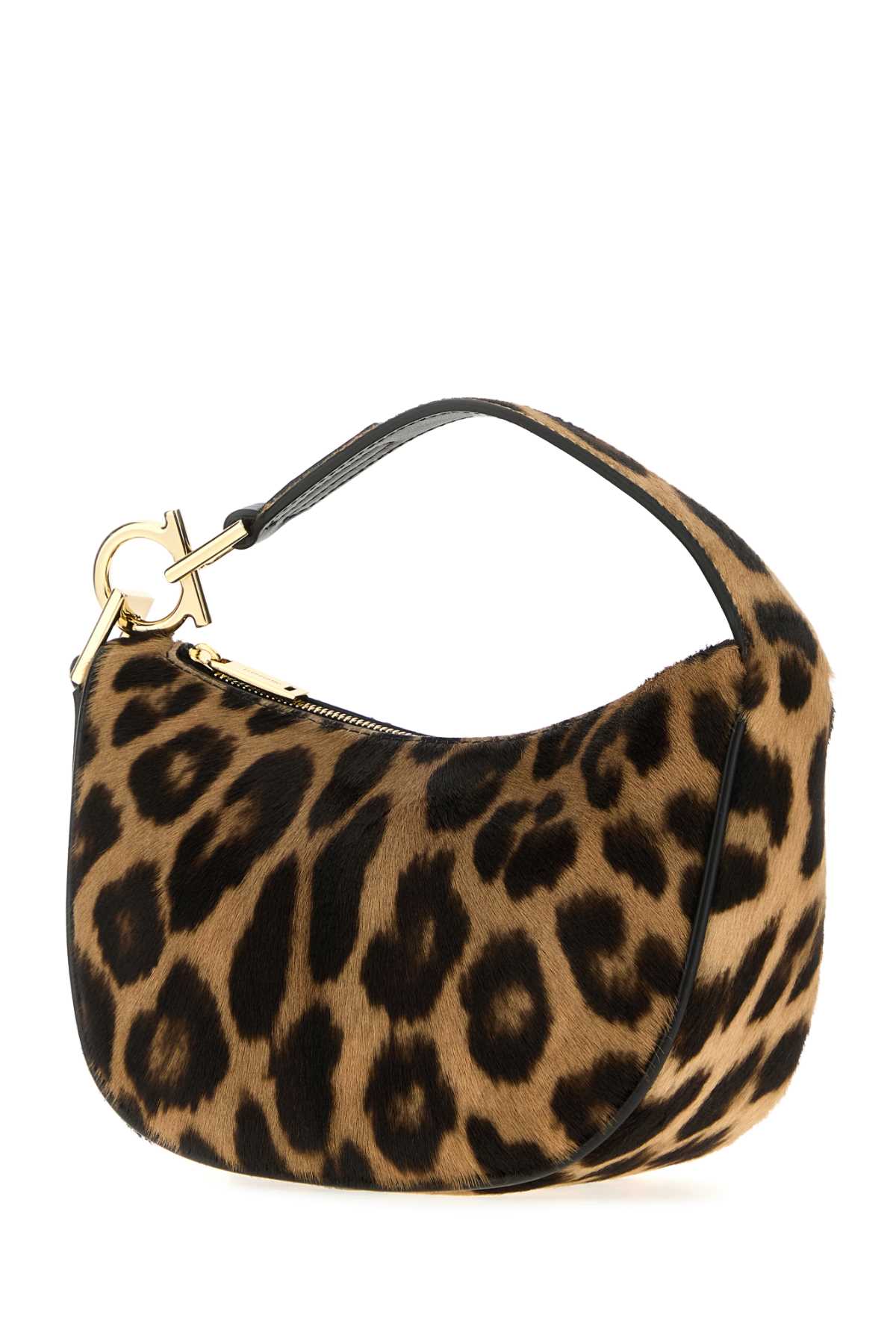 Ferragamo Printed Calf Hair Handbag In Sand