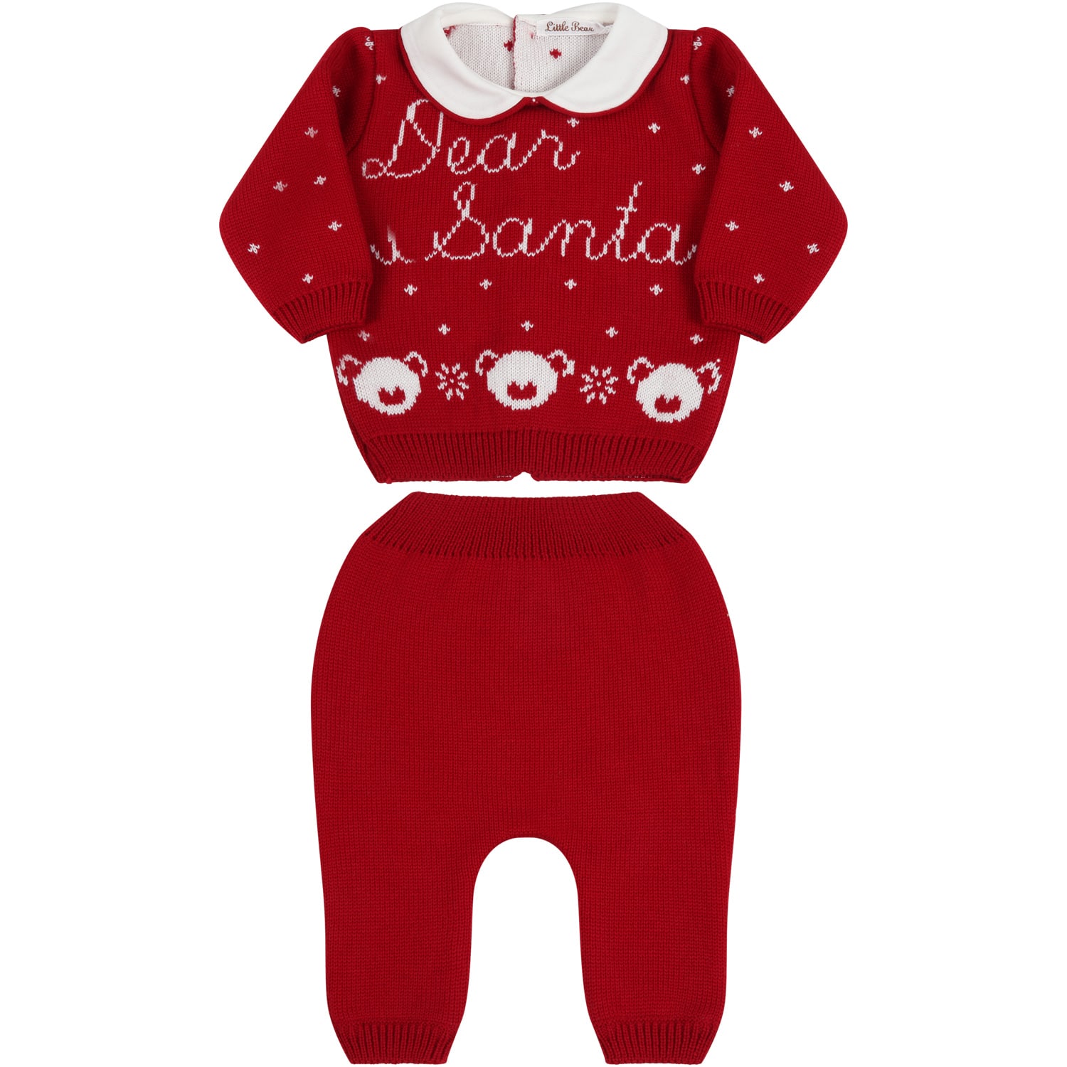 Little Bear Red Knit Suit For Babykids