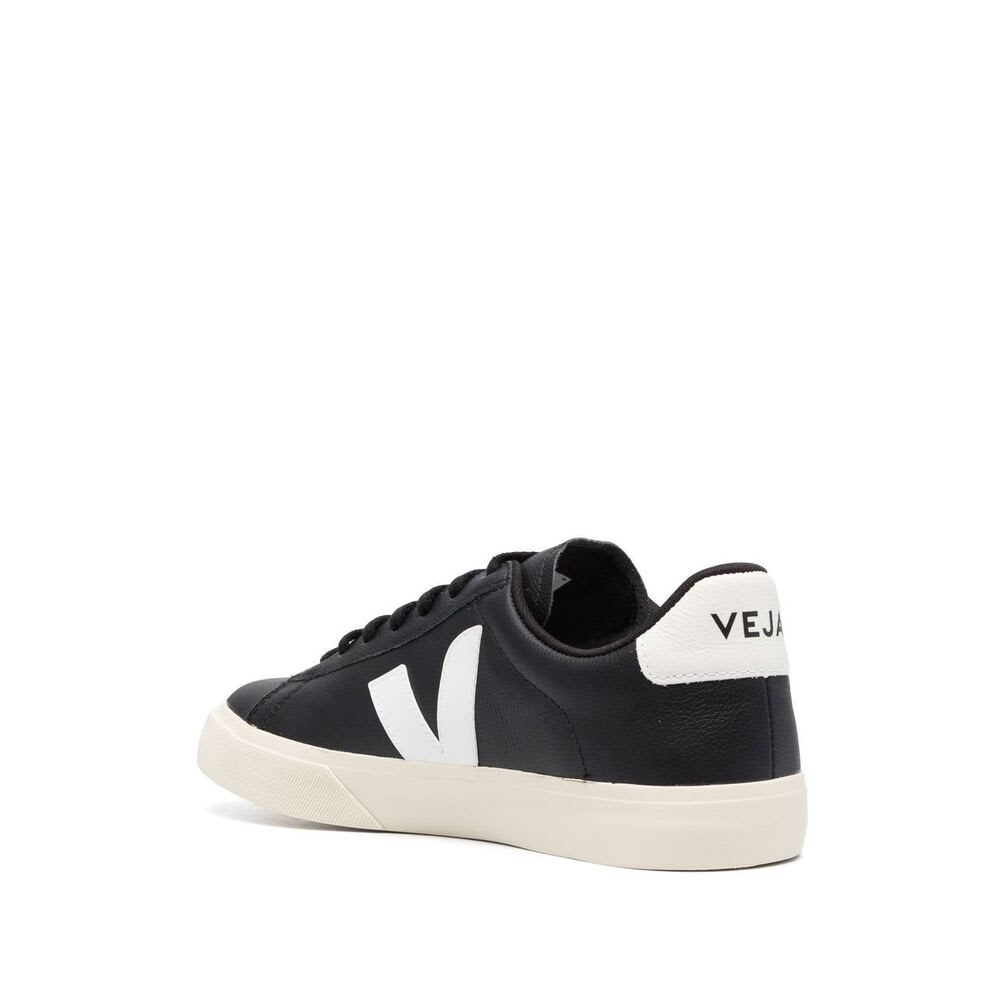 Veja Campo Black And White Low Top Sneakers In Vegan Leather Man In Black