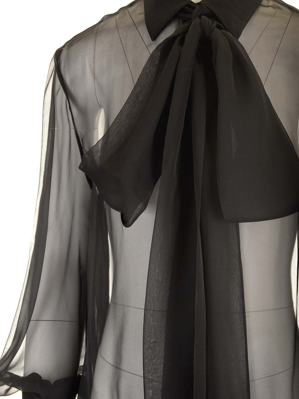 Valentino Georgette Shirt With Maxi Lavall In Black