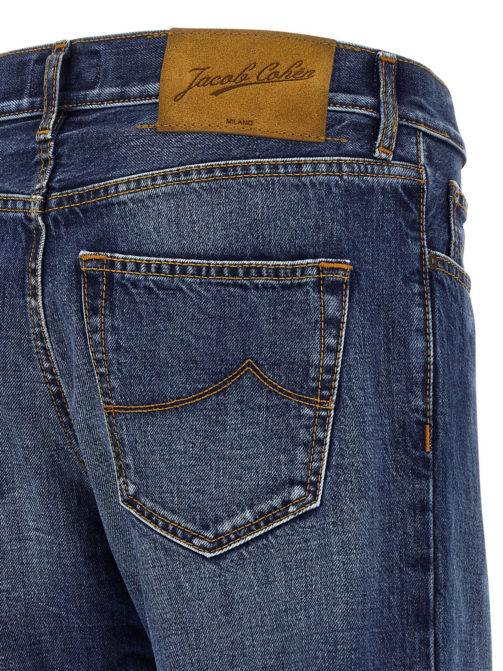 Jacob Cohen Belt Loops Contrast Stitching Faded Jeans In Blue