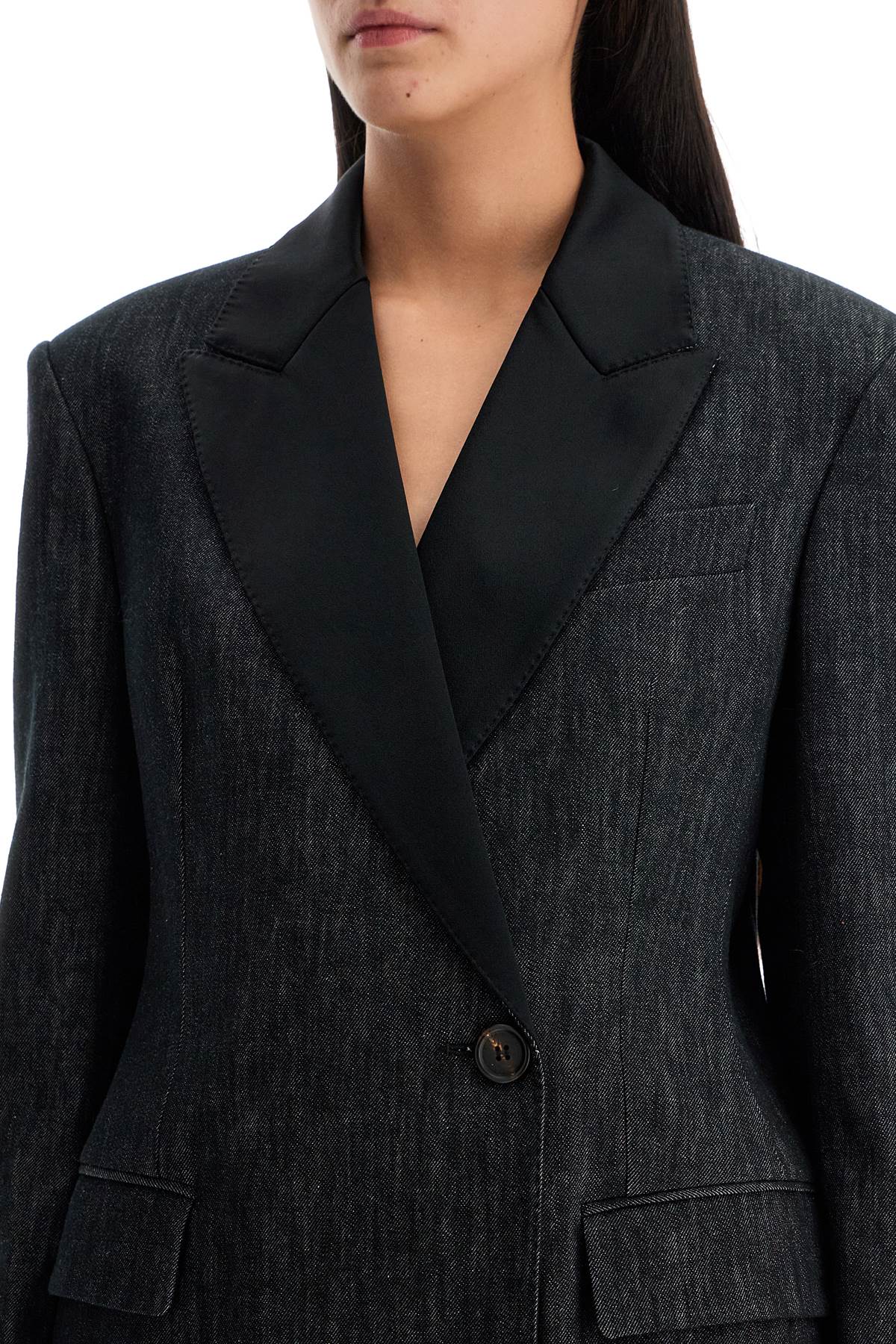 Brunello Cucinelli Denim Effect Twill Blazer In Black