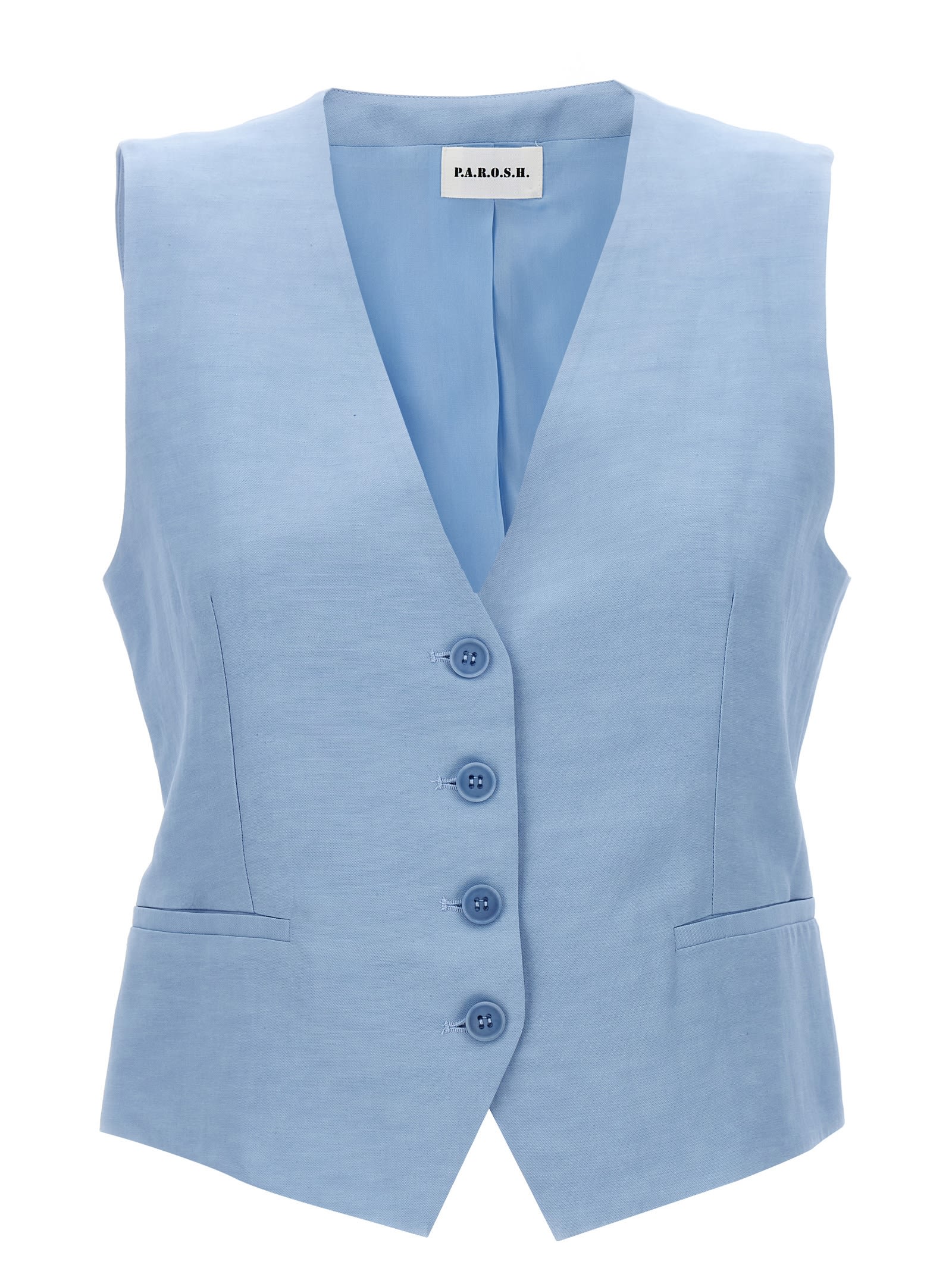 Shop P.a.r.o.s.h Single-breasted Vest In Light Blue