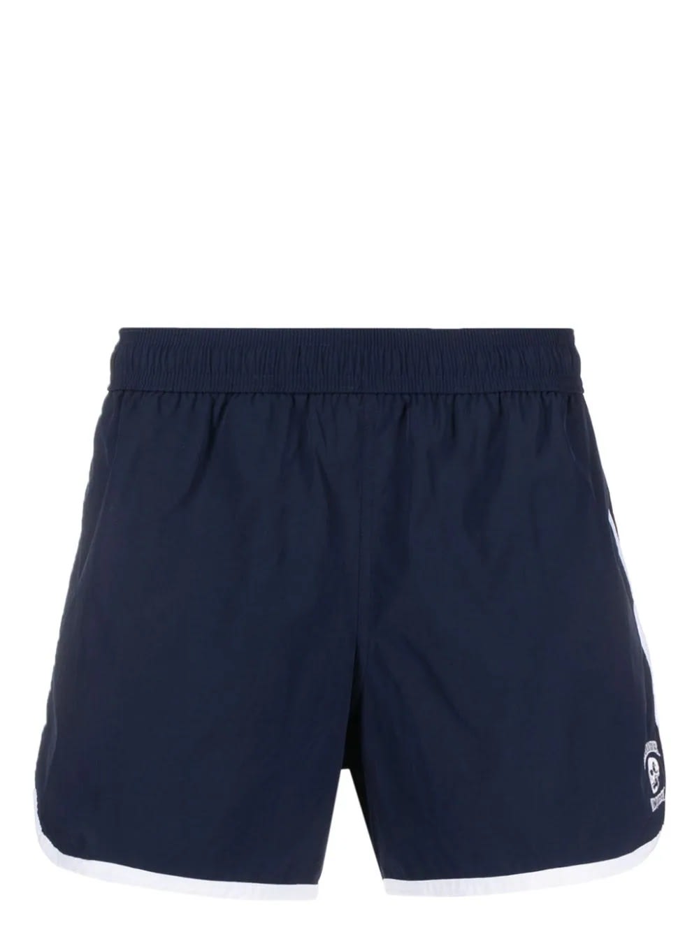 Shop Alexander Mcqueen Varsity Skull Logo Swim Shorts In Blue