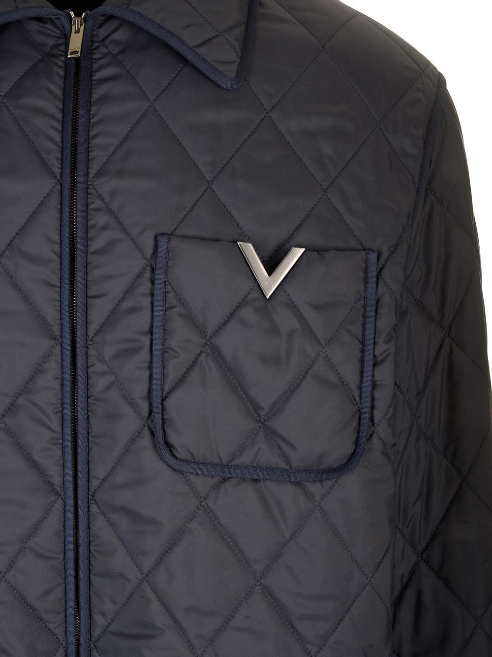 Shop Valentino Shirt Jacket With V Detail In Blue